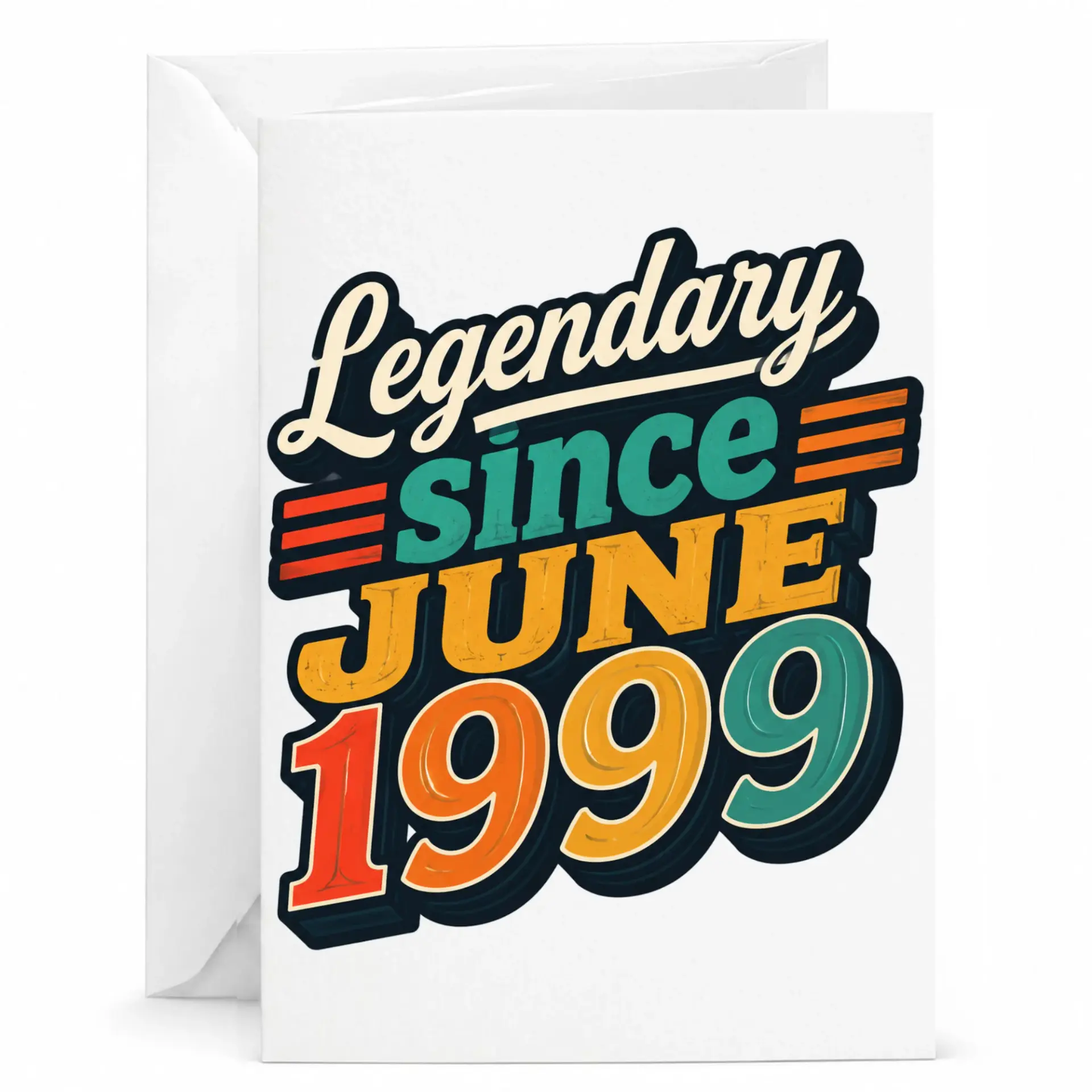 Birthday Card Legendary Since June 1999 Vintage Retro Style Greeting Card for Milestone Celebration and Keepsake Gift