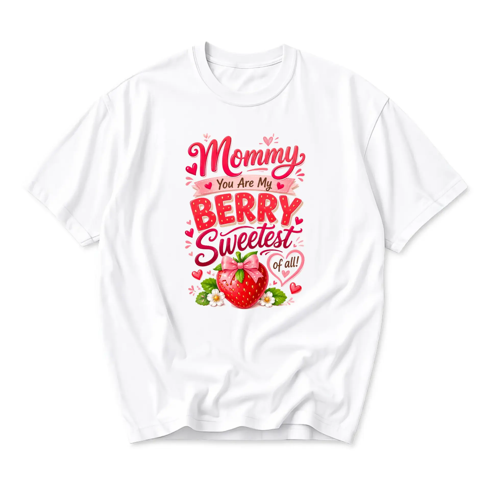 Graphic Tee Mommy You Are My Berry Sweetest of All Strawberry Illustration Casual Unisex Crew Neck Short Sleeve Shirt