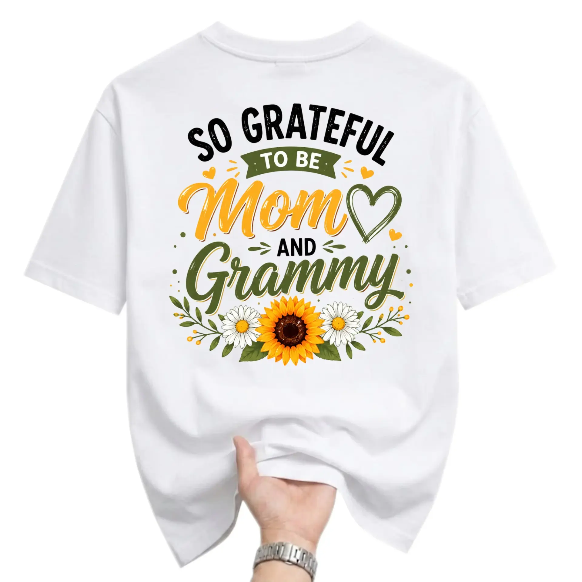 T-shirt so Grateful to Be Mom and Sunflower Floral Graphic Tee Casual Unisex Everyday Clothing Apparel