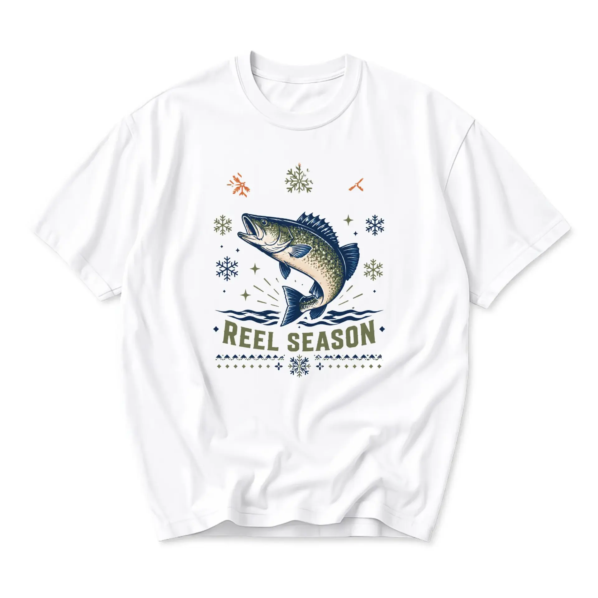 Funny Shirt Reel Season Fishing Graphic Tee Unisex Crew Neck Short Sleeve