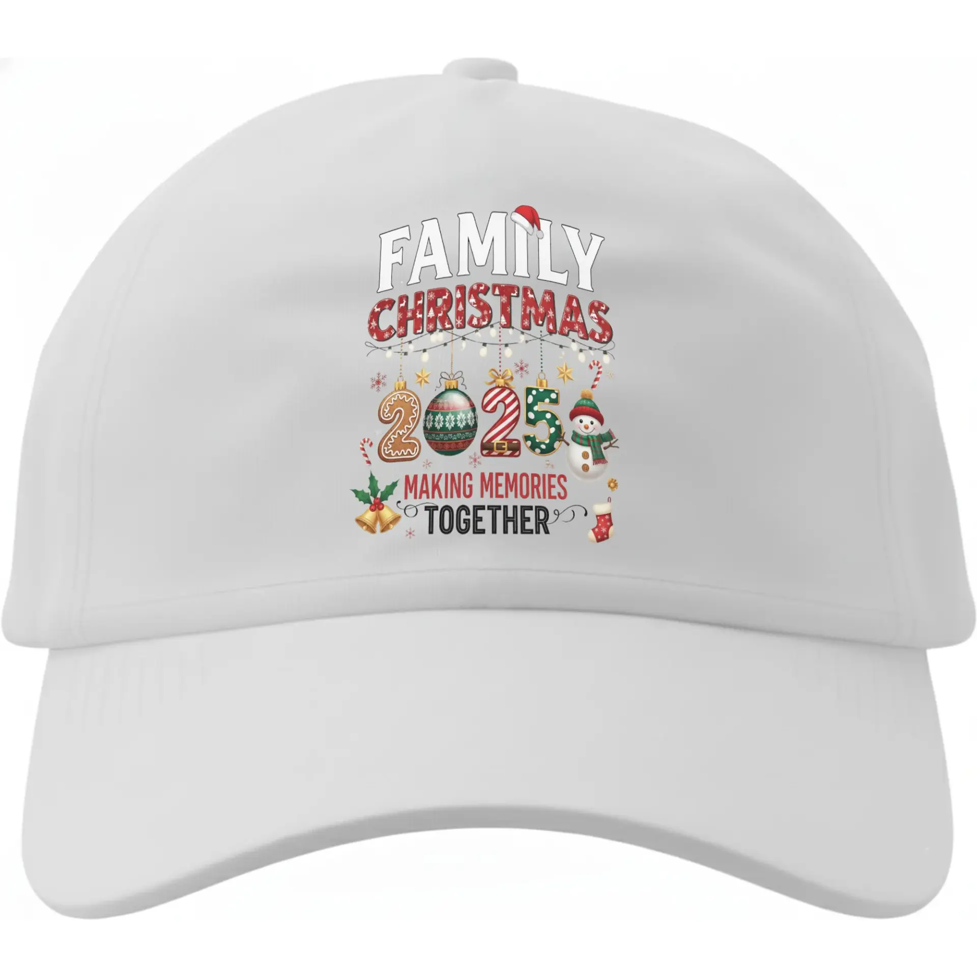 Baseball Cap Family Christmas 2025 Making Memories Together Graphic Hat Low Profile Cotton Unisex Headwear White