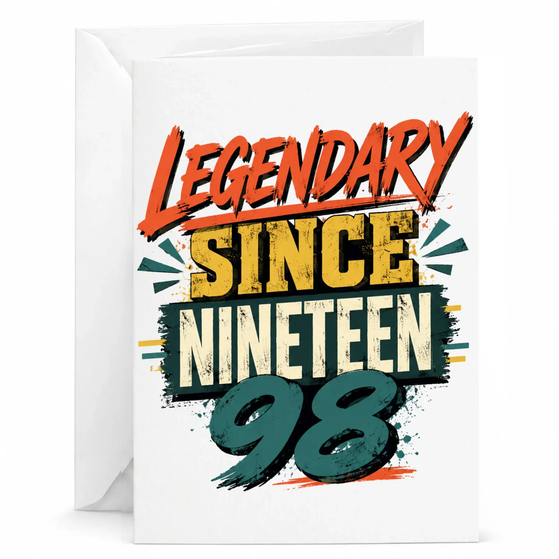 Legendary Since 1998 Birthday Card, Retro Style Greeting Card for Milestone Celebration, Vintage Theme Gift Card