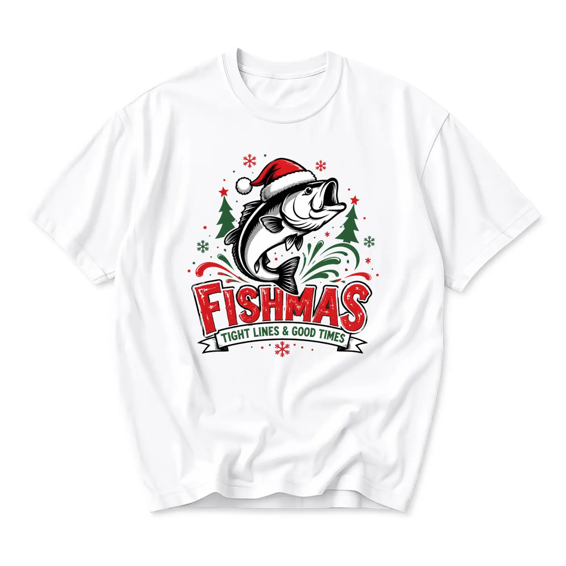 Funny Shirt Fishmas and Good Times Graphic Tee Holiday Fishing Themed