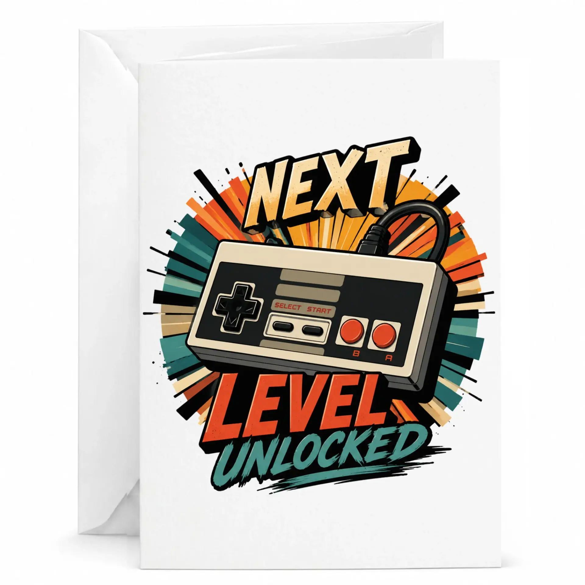 Funny Greeting Card Next Level Unlocked Retro Gaming Design for Birthday Congratulations Anniversary or Celebration