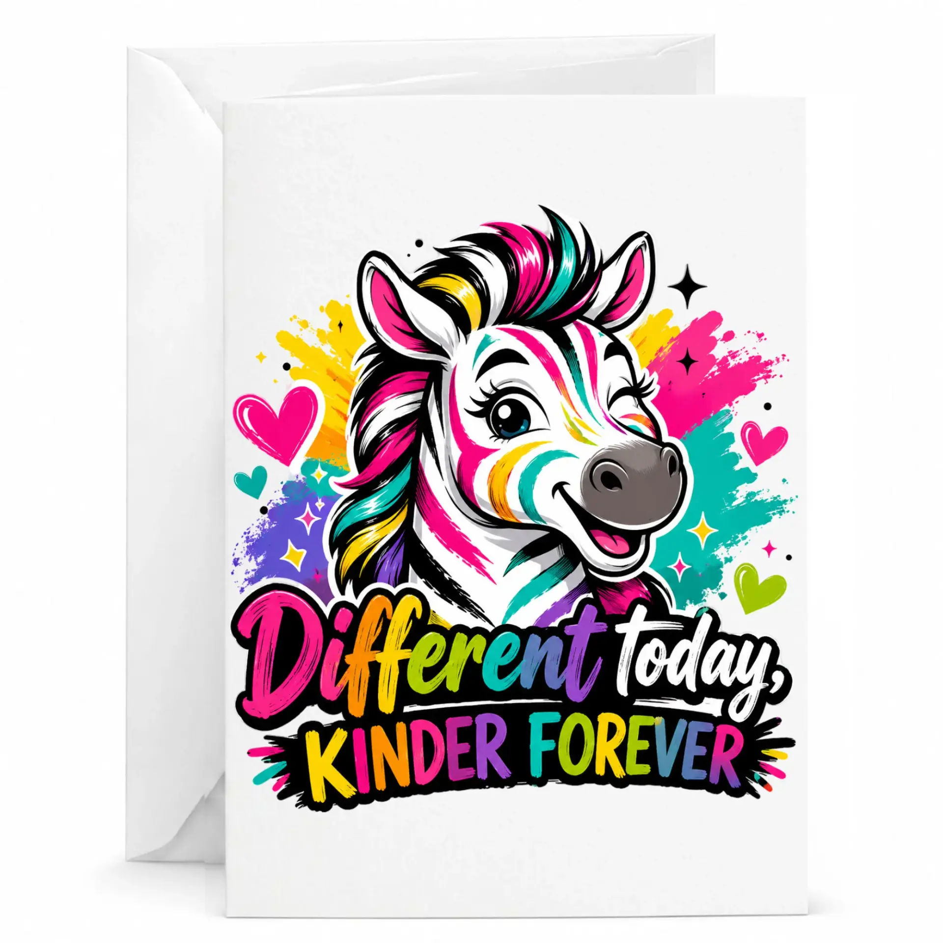 Greeting Card with Colorful Illustration Featuring Inspirational Quote for Birthday Anniversary and Encouragement