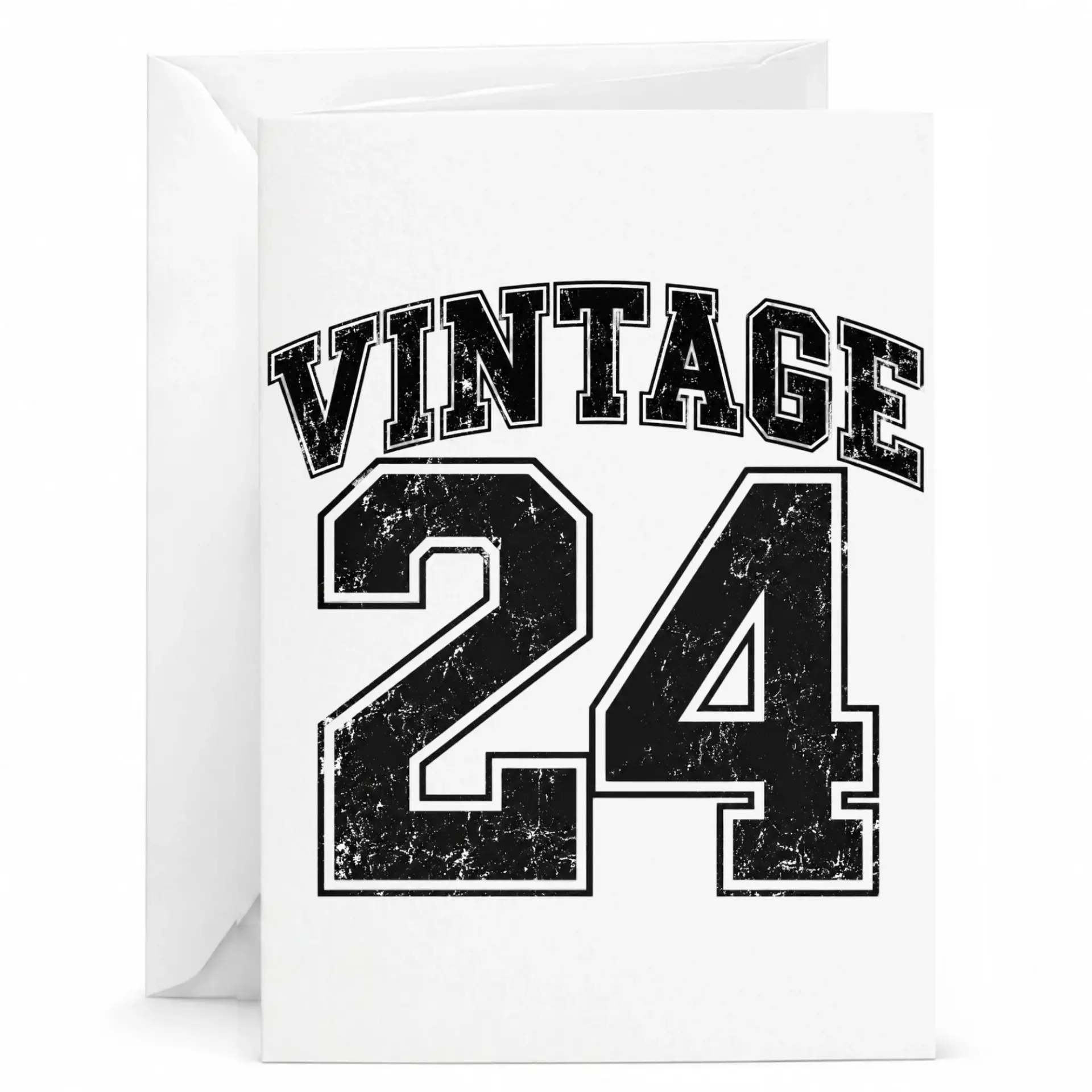 Birthday Card Vintage 24 Greeting Card for Milestone Celebration with Matching Envelope 5x7 Inches Folded Cardstock