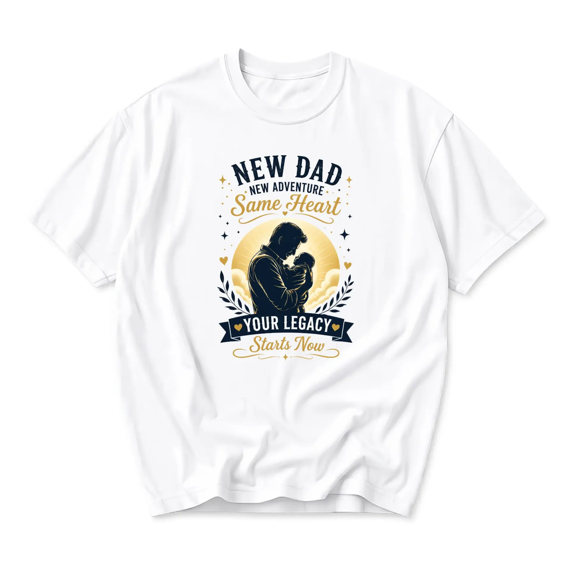 Graphic Tee New Dad Adventure Same Heart Unisex Crew Neck Short Sleeve Shirt for Casual Daily Wear and Gifting