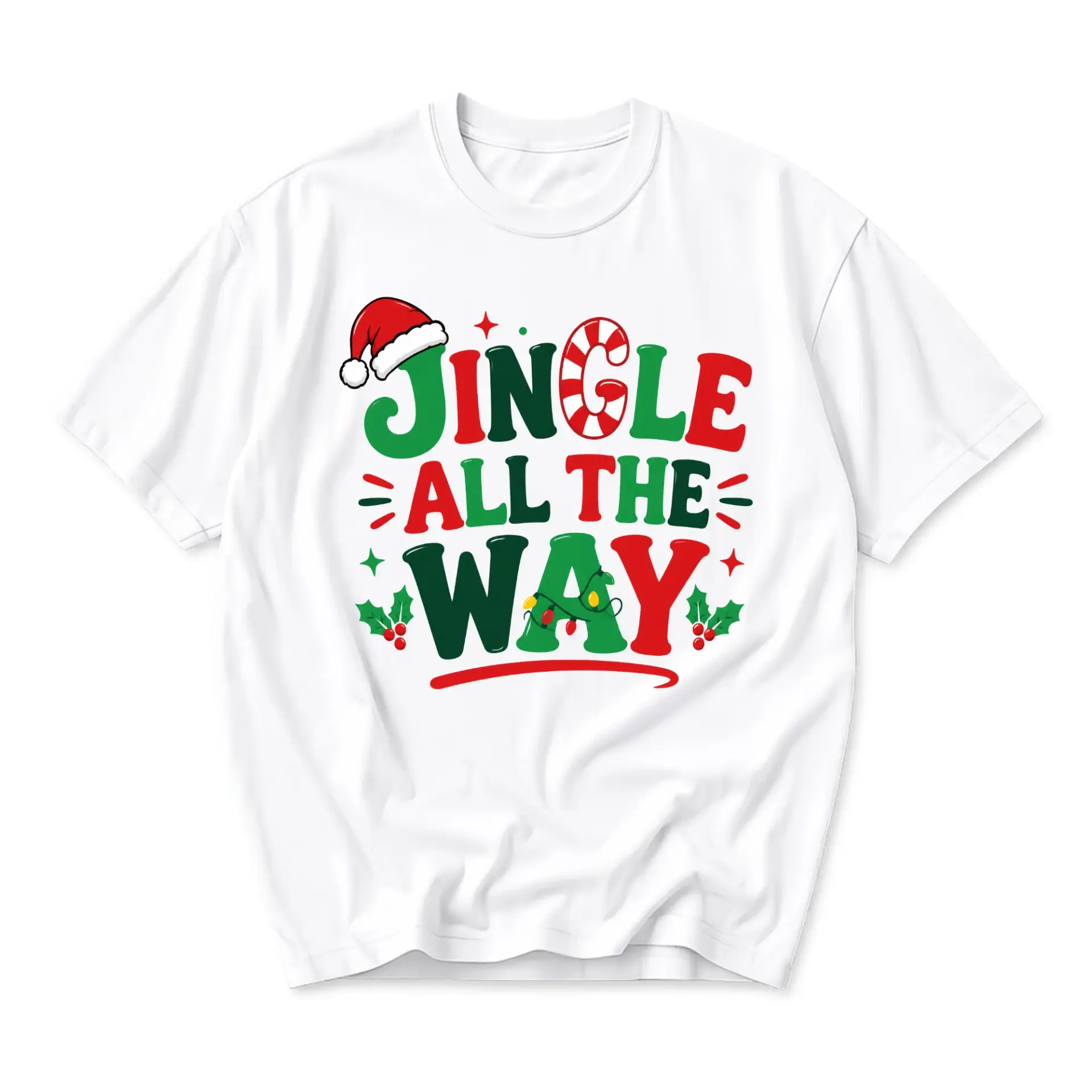 Graphic Tee Jingle All the Way Christmas Holiday Shirt Unisex Short Sleeve