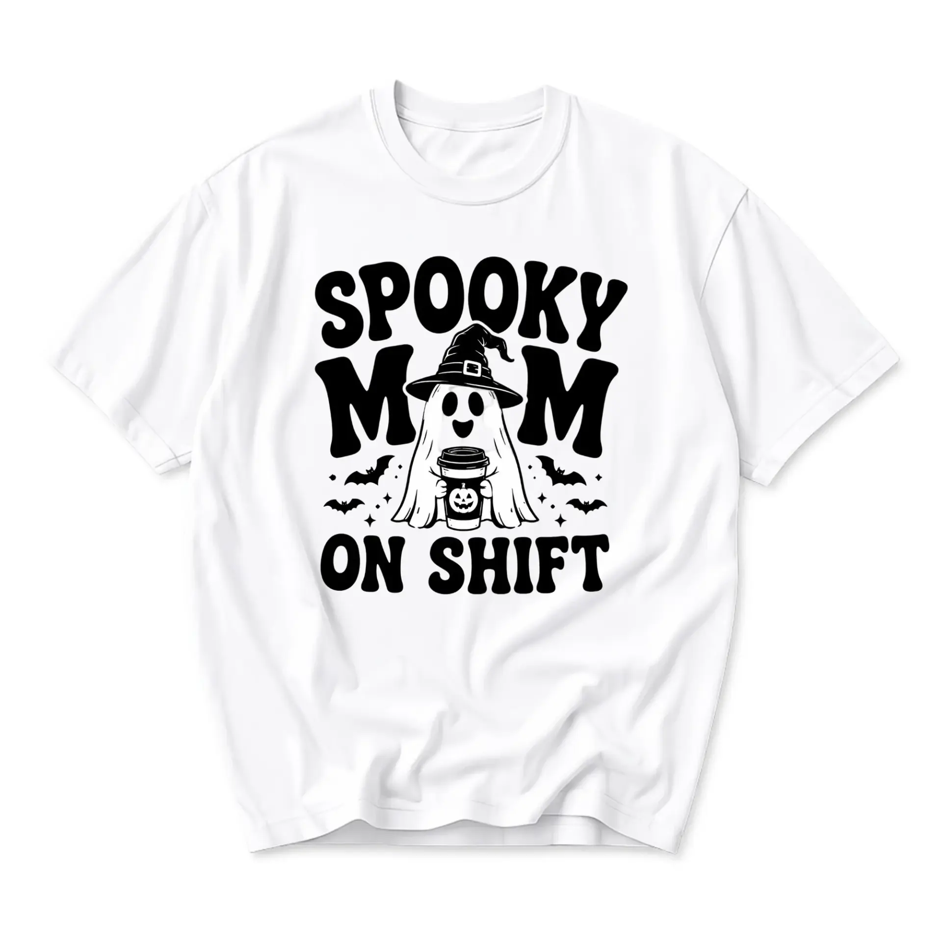 Graphic Tee Spooky Mom on Shift Funny Halloween Shirt Unisex Crew Neck Casual Everyday Wear Soft Cotton Top