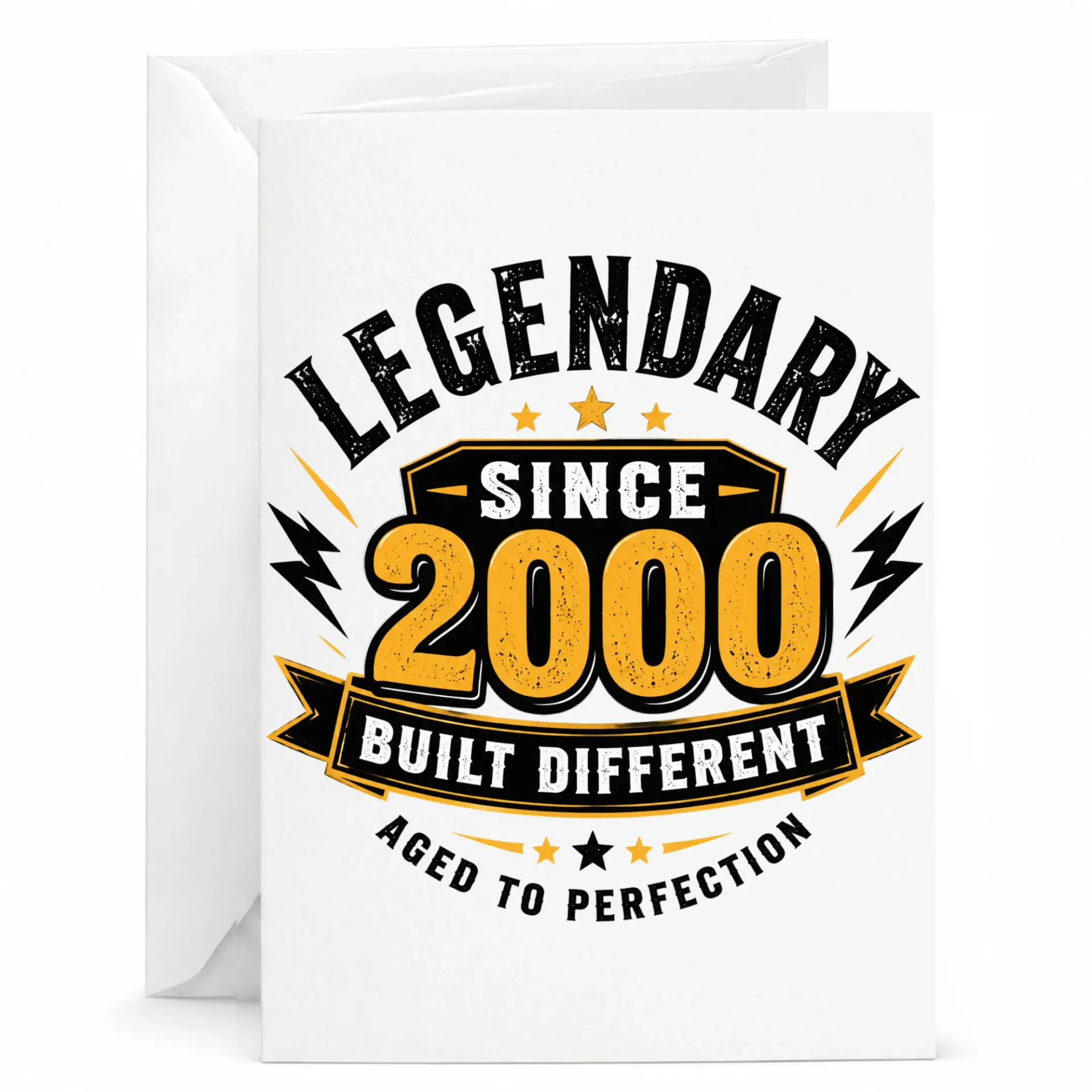 Birthday Card Legendary Since 2000 Built Different Funny Milestone Celebration Greeting Card with Matching Envelope
