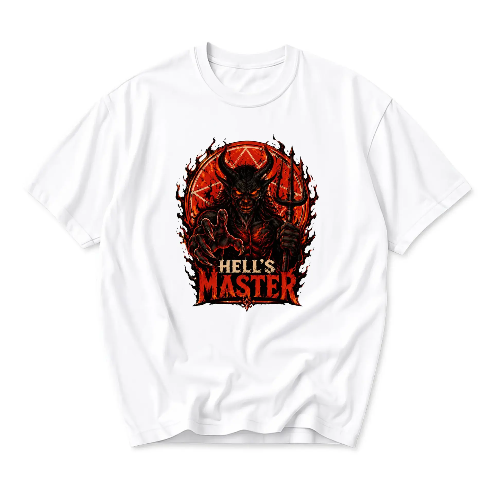Funny Shirt Hell's Master Graphic Tee Unisex Crew Neck Short Sleeve Cotton Blend Casual Top for Horror Enthusiasts