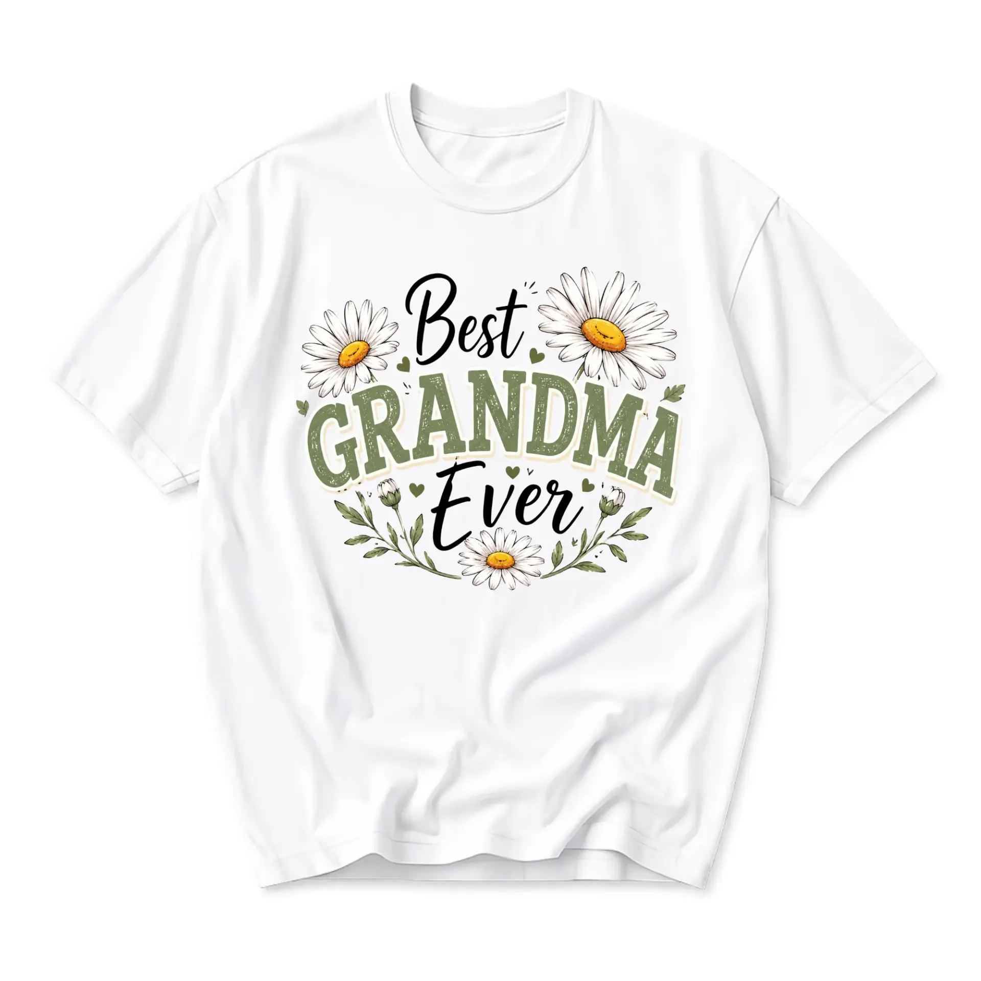 T-shirt Best Grandma Ever Floral Design Unisex Graphic Tee Soft Cotton