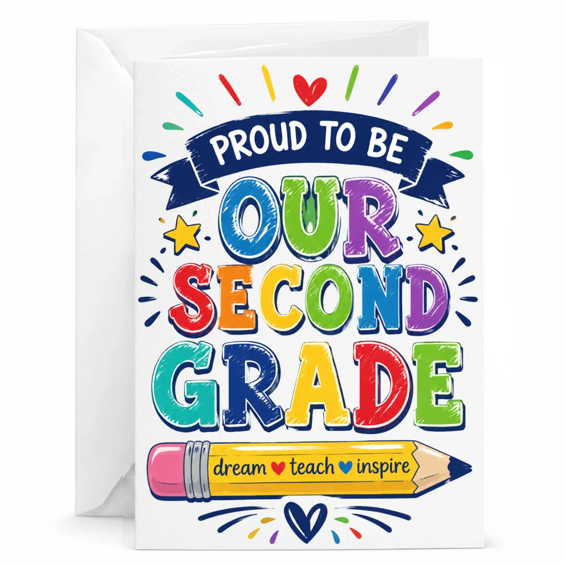 Greeting Card Proud to Be Our Second Appreciation Professional Printed Stationery with White Envelope