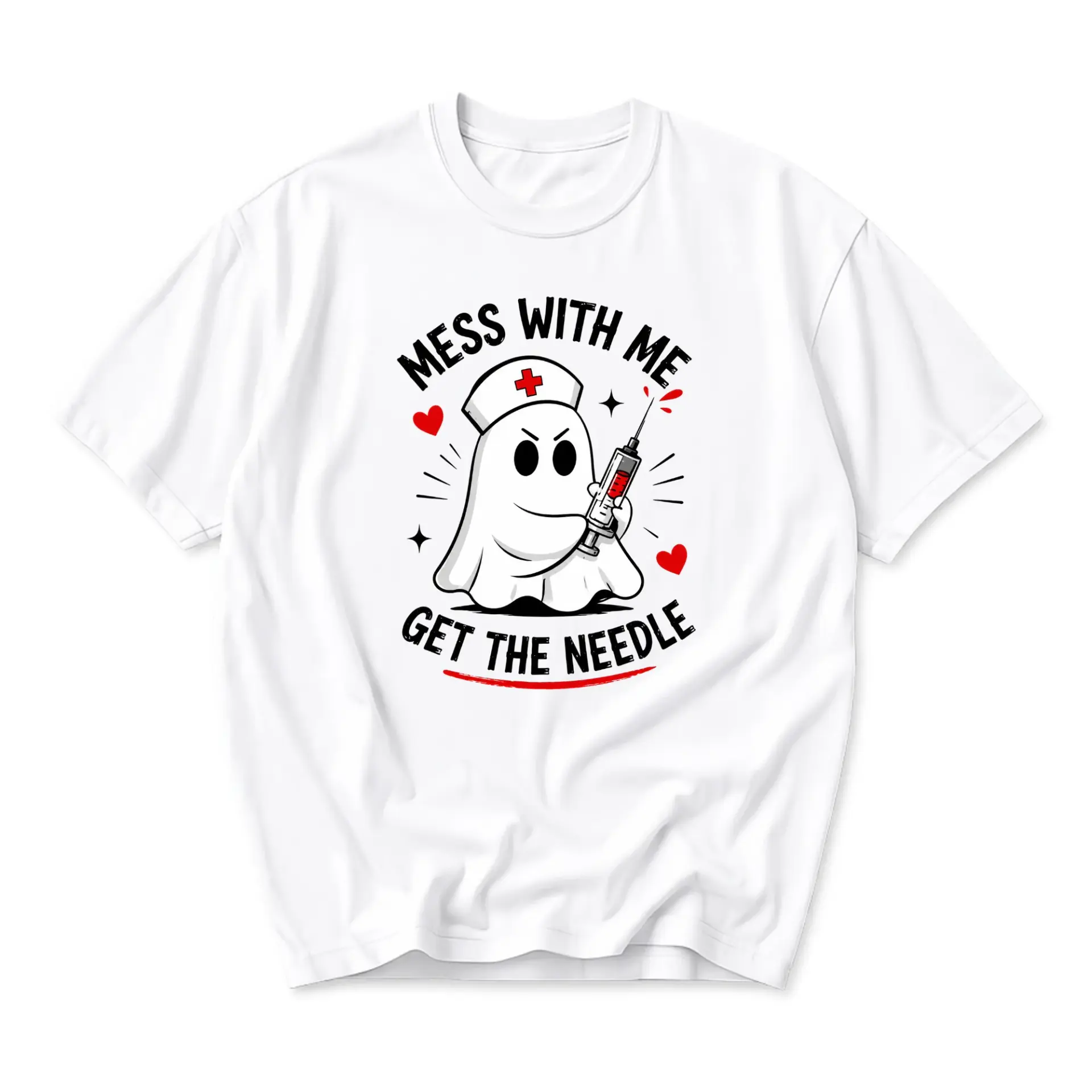 Funny Shirt Nurse Ghost Graphic Tee Unisex Crew Neck Short Sleeve Casual Cotton Blend Top for Medical Professionals