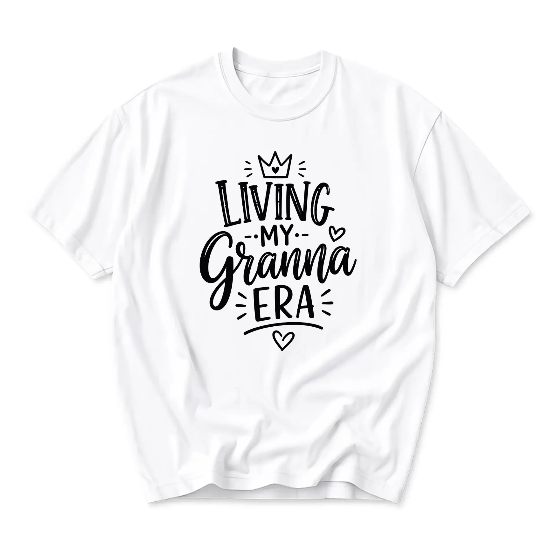 Funny Shirt Living My Granna Era Graphic Tee Unisex Casual Crew Neck