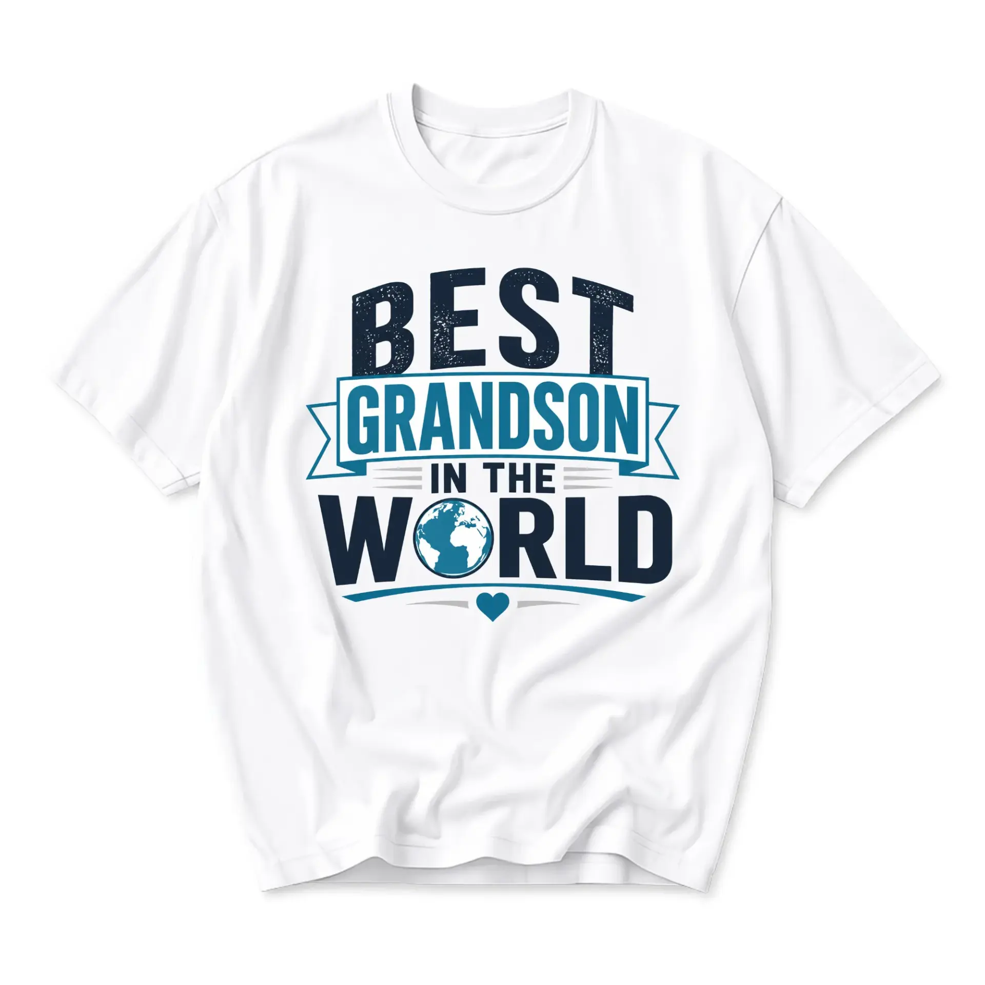 Graphic Tee Best Grandson in the World Casual Unisex Crew Neck T-Shirt Short Sleeve Cotton Everyday Apparel
