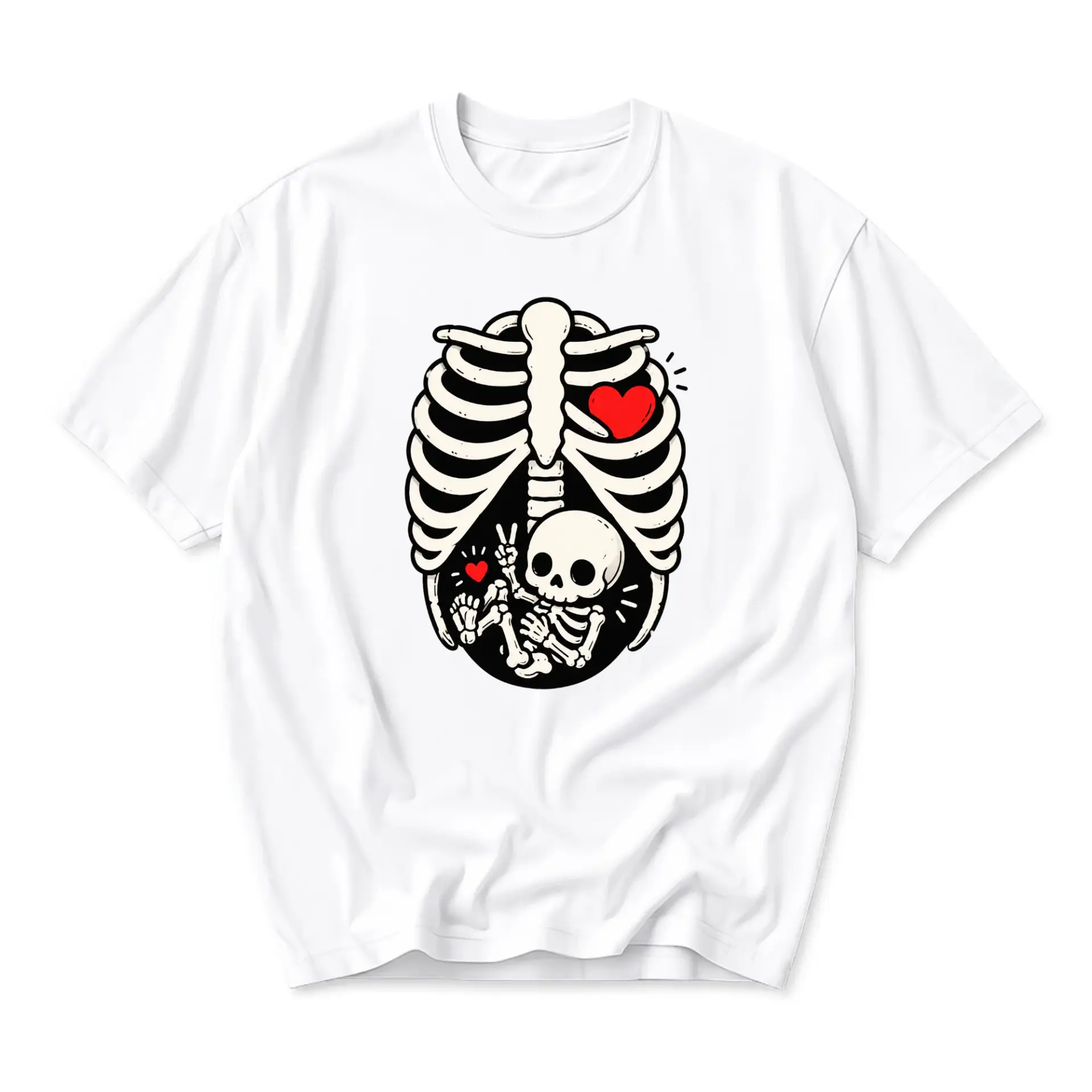 Graphic Tee Unisex Skeleton Heart Ribcage Design Casual Everyday Cotton Crew Neck Shirt for Self Expression and Gift