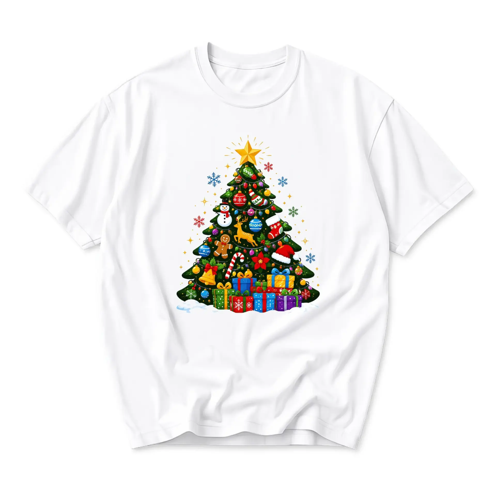 Funny Shirt Christmas Tree Graphic Tee Holiday Unisex Crew Neck T-Shirt for Casual Everyday Outfit Gift Apparel