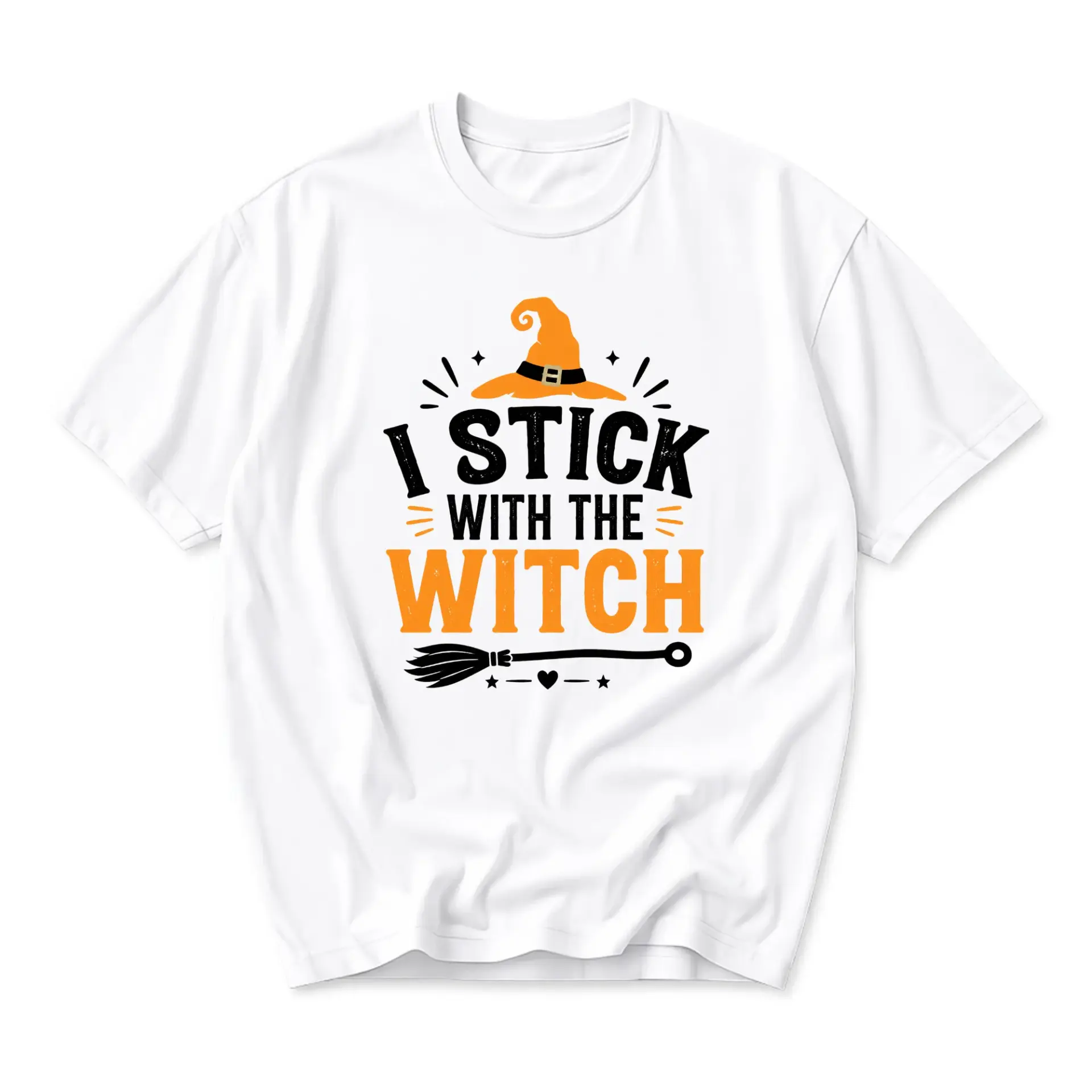 Funny Shirt I Stick with the Witch Graphic Tee Spooky Season Casual Cotton Top for Fall Festival Halloween Events