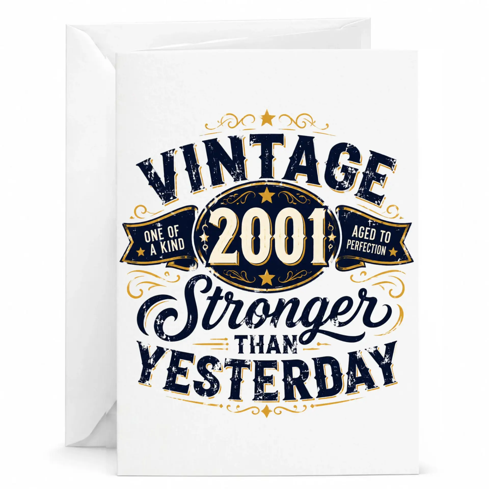 Birthday Card Vintage 2001 Stronger Than Yesterday Aged to Perfection Greeting Card for Birthdays and Milestones