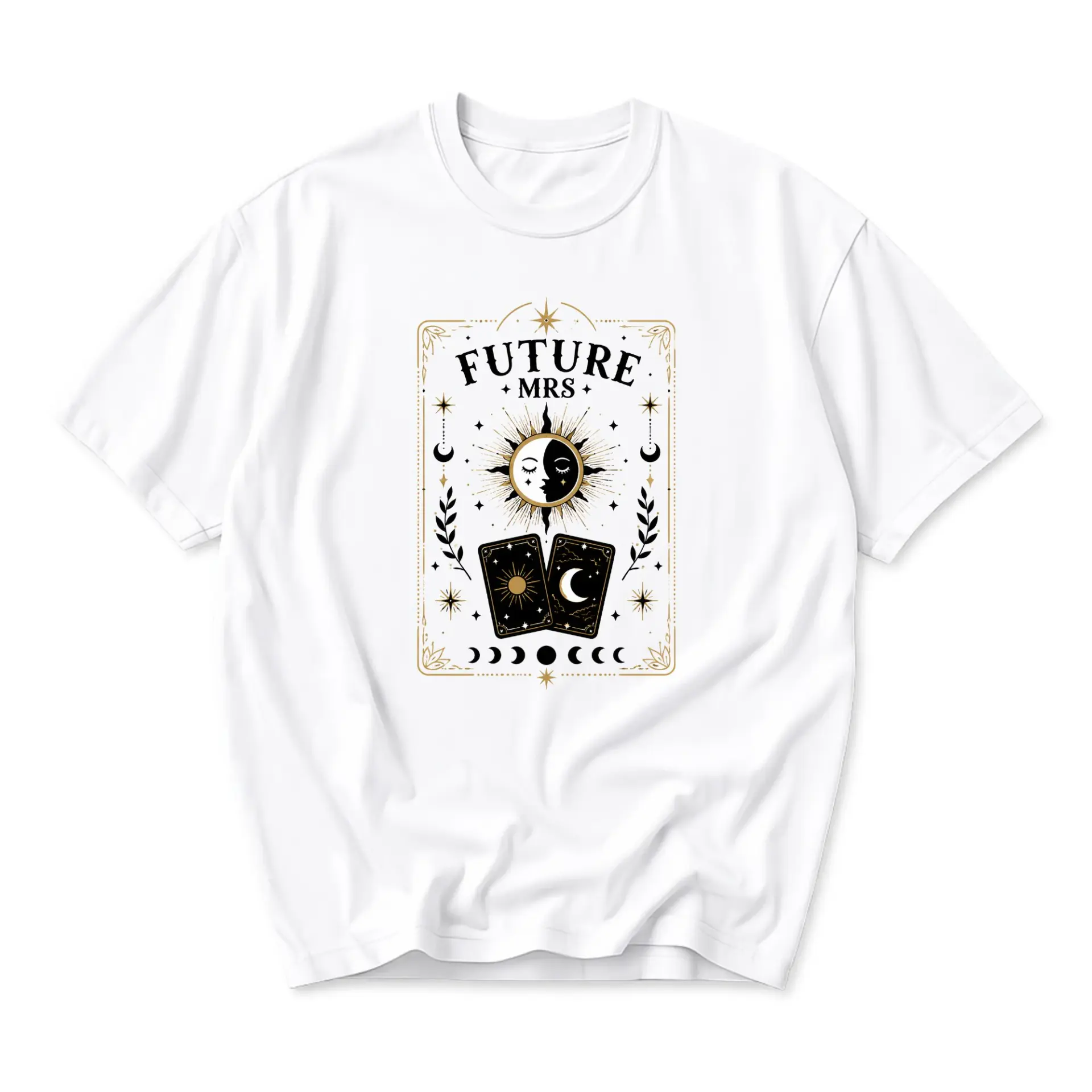 Graphic Tee Future Mrs Celestial Tarot Card Design White Casual Unisex Cotton Blend Crew Neck Short Sleeve Top Shirt