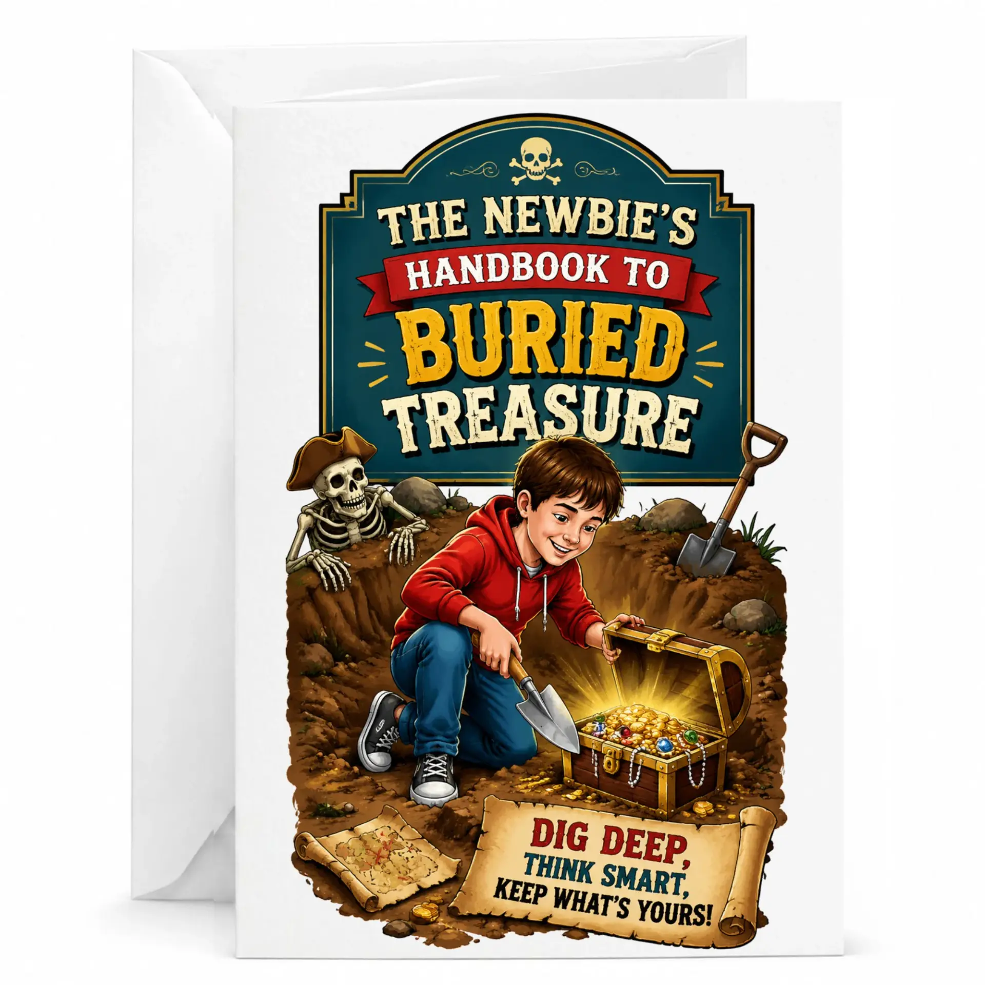 Funny Adventure Greeting Card the Newbie's Handbook to Buried Design for Friends and Family