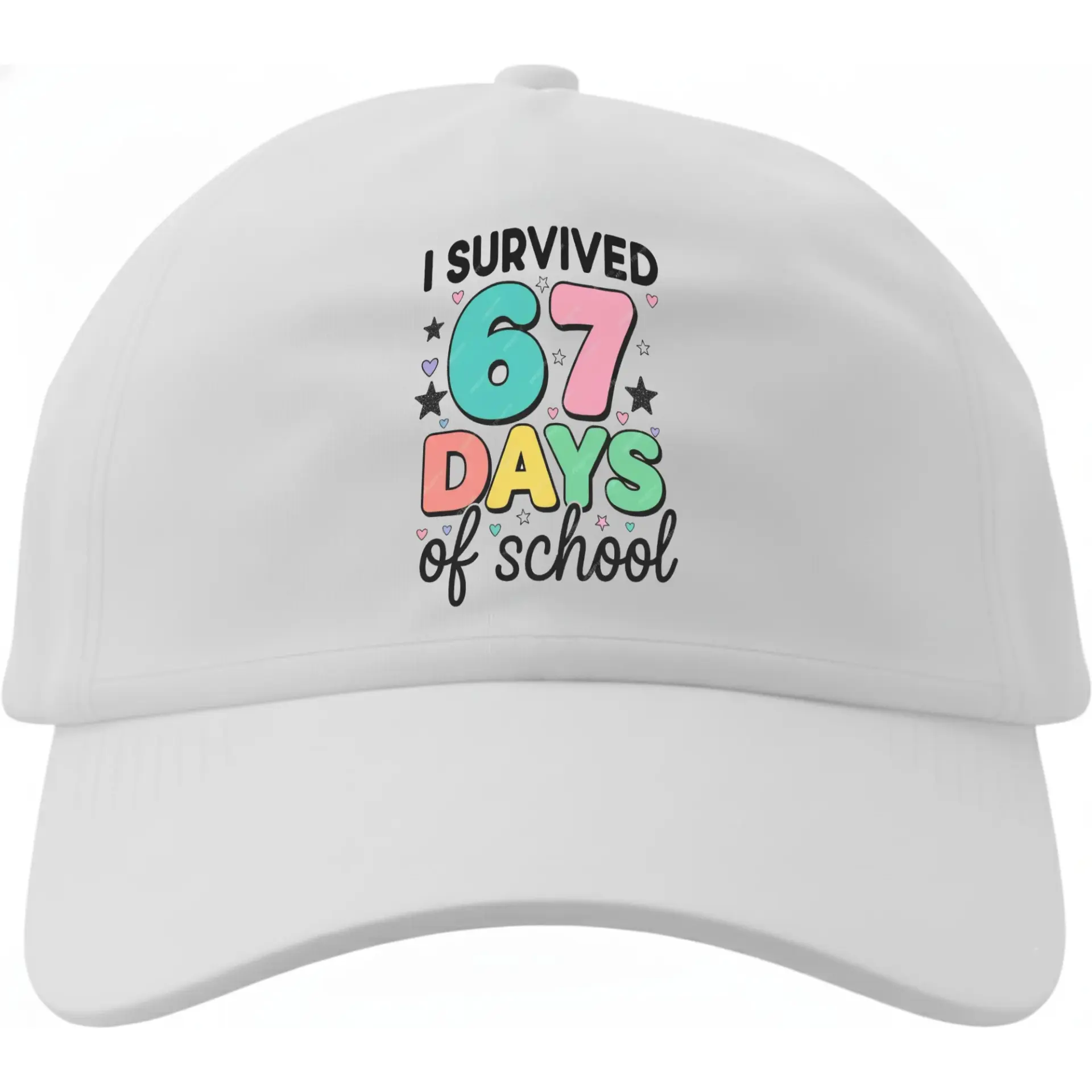 Baseball Cap I Survived 67 Days of School Printed Hat Low Profile Cotton Unisex Adjustable Casual Sun Protection Headwear