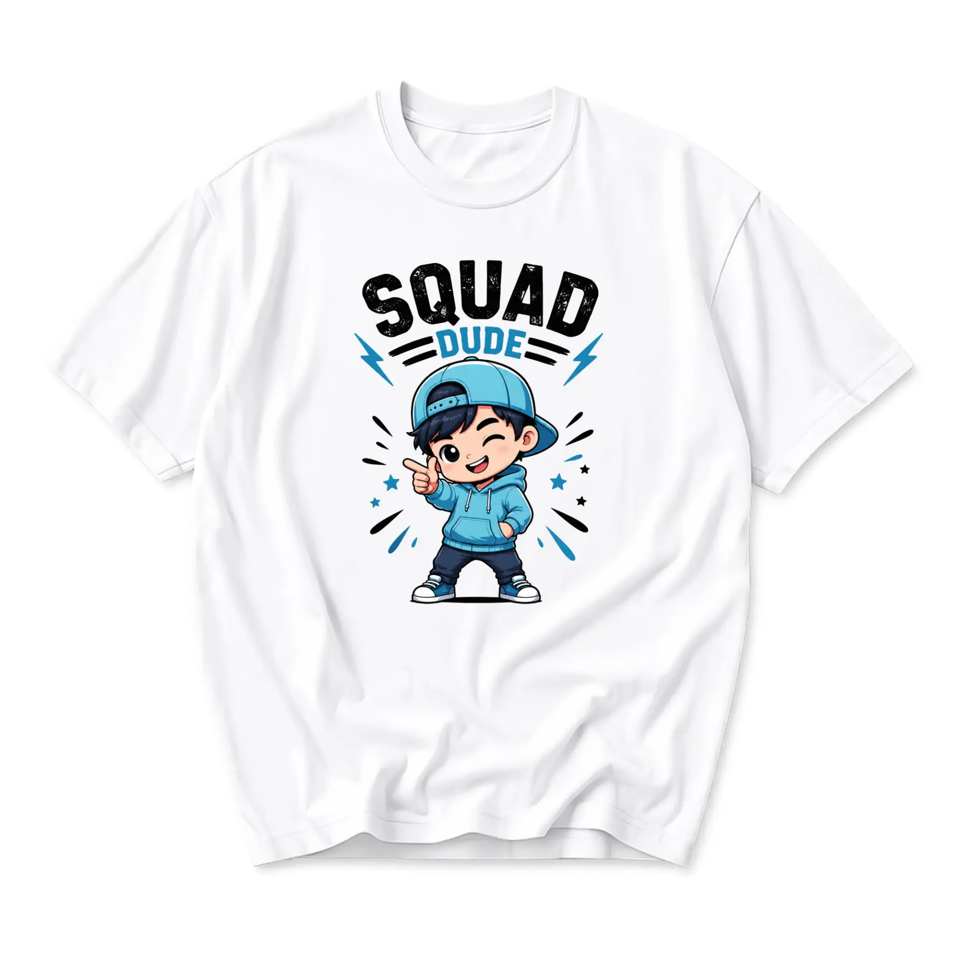 T-shirt Squad Dude Cartoon Graphic Print Unisex Casual Cotton Crew Neck Tee for Everyday Wear and Self Expression