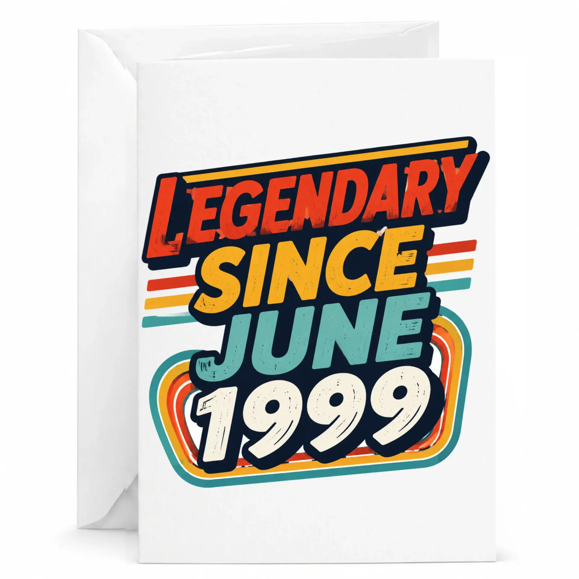 Birthday Card Legendary Since June 1999 Vintage Retro Style Greeting Card for Special Milestone Birthdays