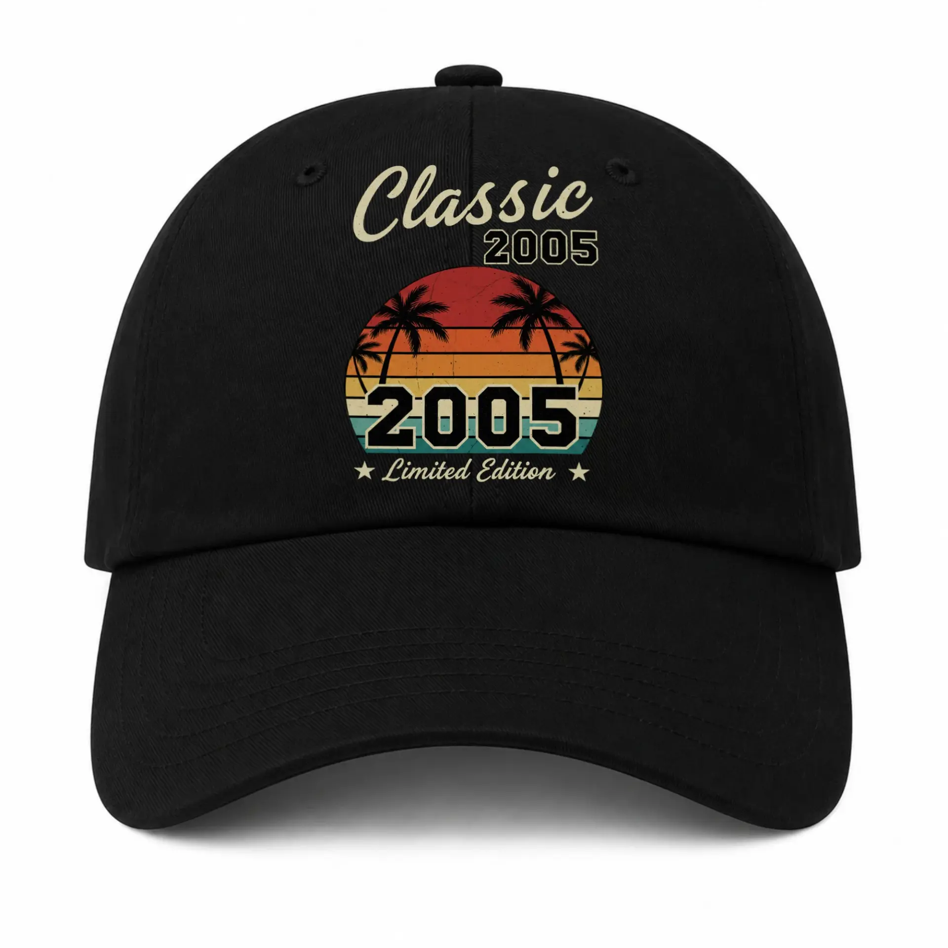 Baseball Cap Retro Sunset Palm Tree Graphic Embroidered Cotton Dad Hat