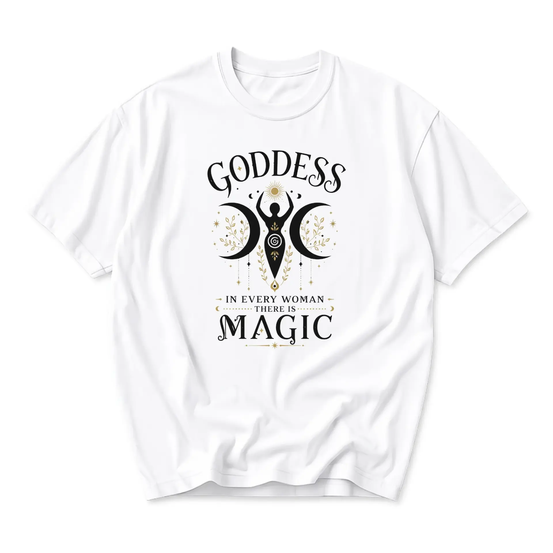 Graphic Tee Goddess in Every Woman There Is Magic Mystical Celestial Design Unisex Casual Short Sleeve Crew Neck Top