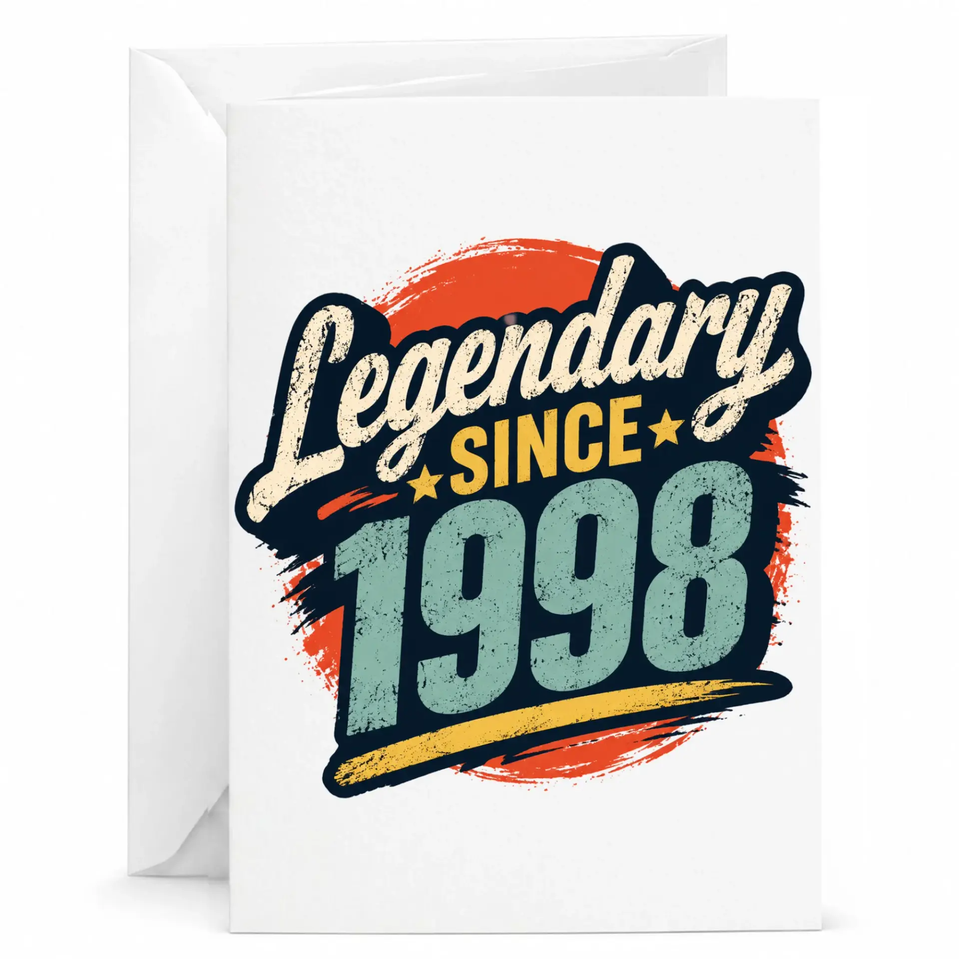 Greeting Card Legendary Since 1998 Vintage Style Birthday Anniversary Celebration Note for Friends and Family