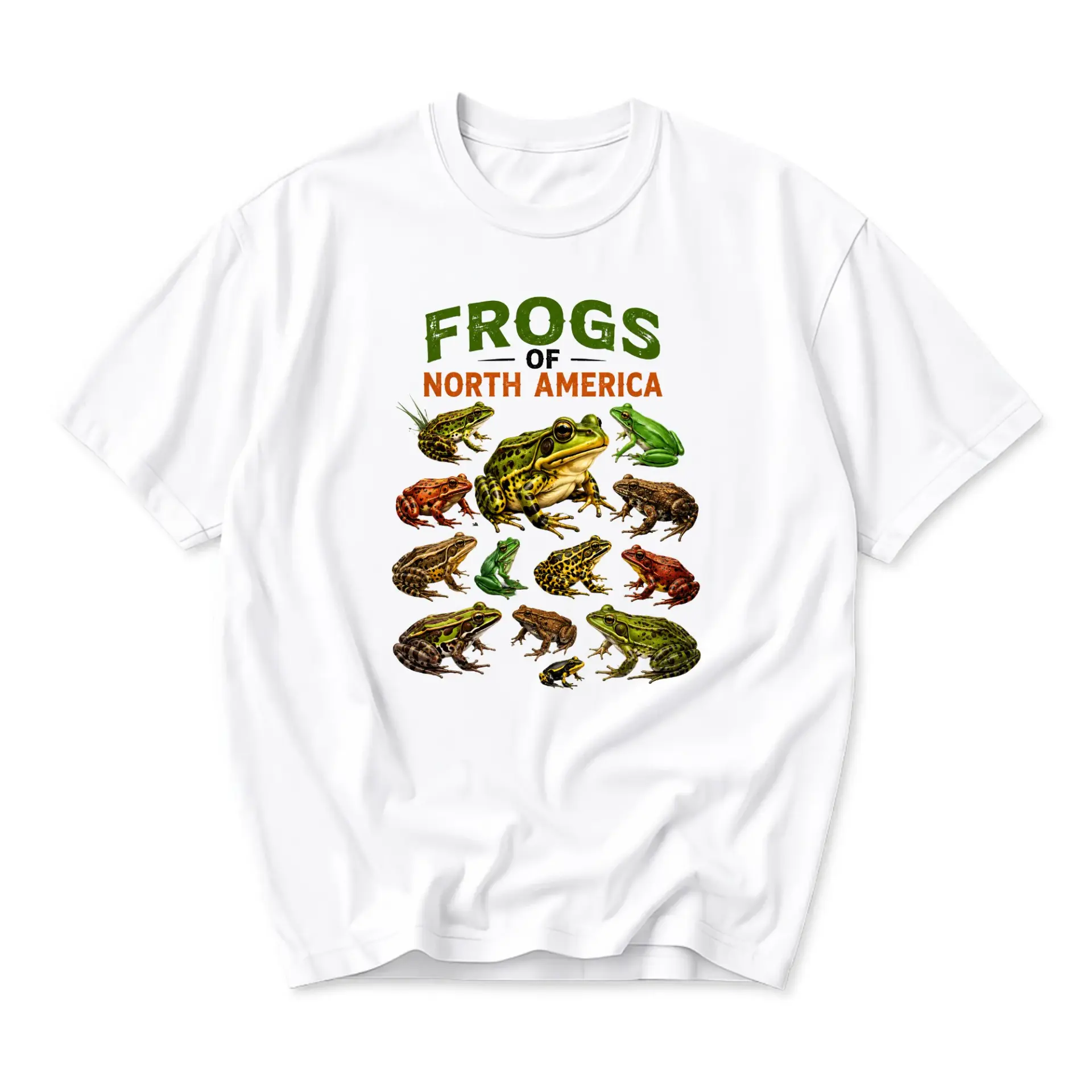 Graphic Tee Frogs of North America Unisex T-Shirt Nature Lover Biology Illustration Casual Short Sleeve Crew Neck Shirt