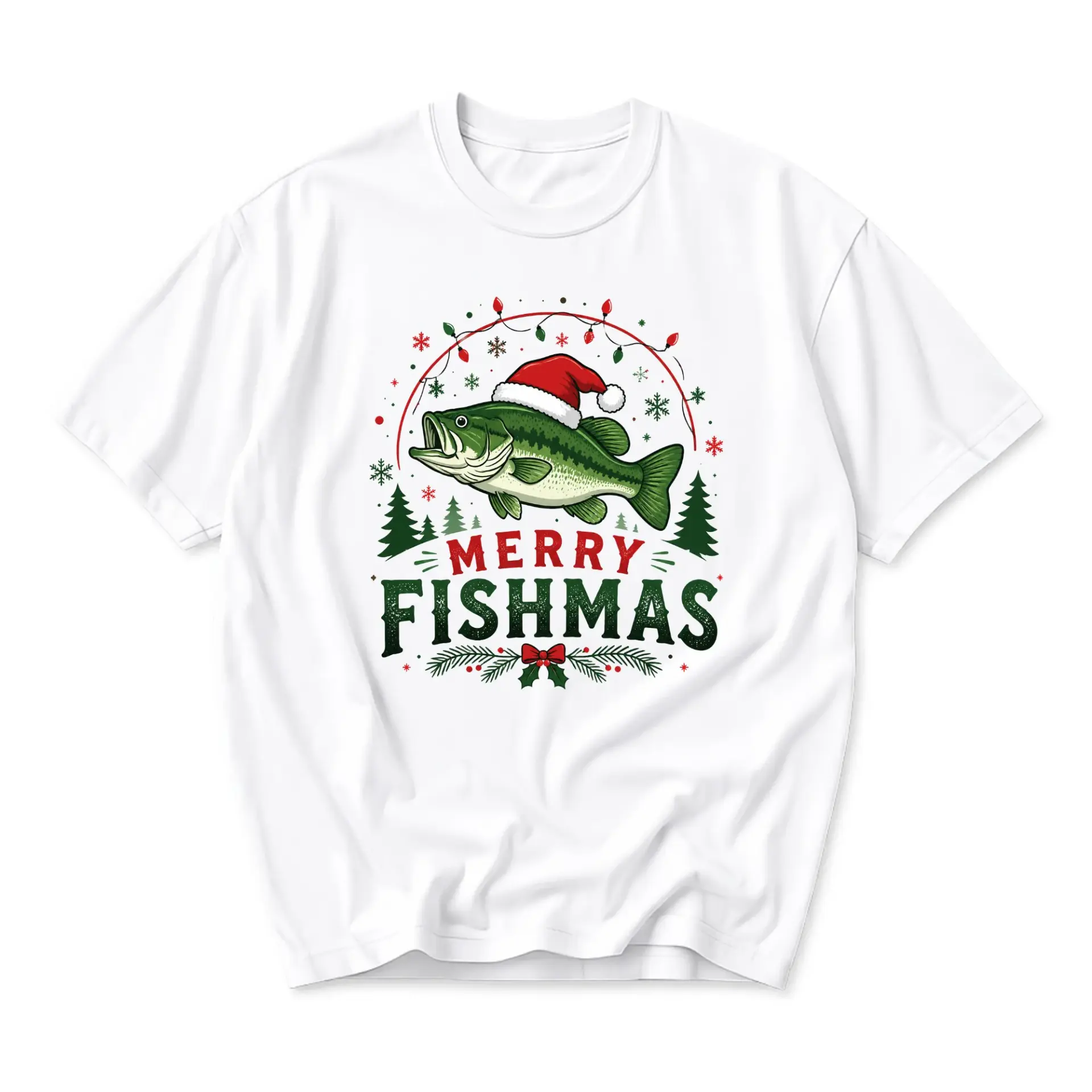 Funny Shirt Merry Fishmas Fish Christmas Graphic Tee Holiday Fisherman Gift