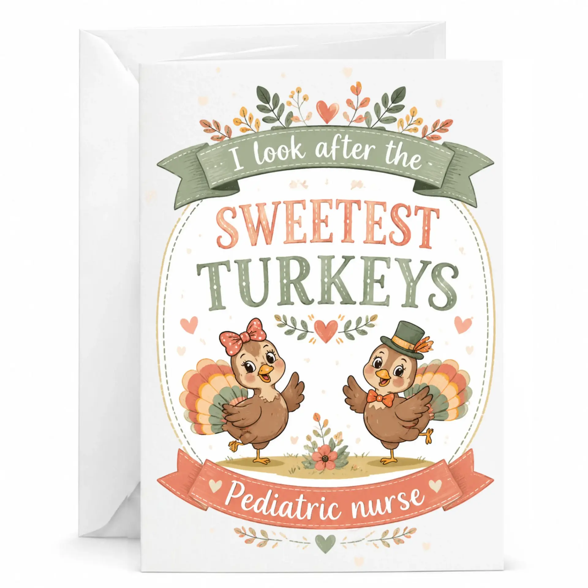 Greeting Card I Look After the Sweetest Turkeys Pediatric Nurse Appreciation Card Professional Care Provider Gift