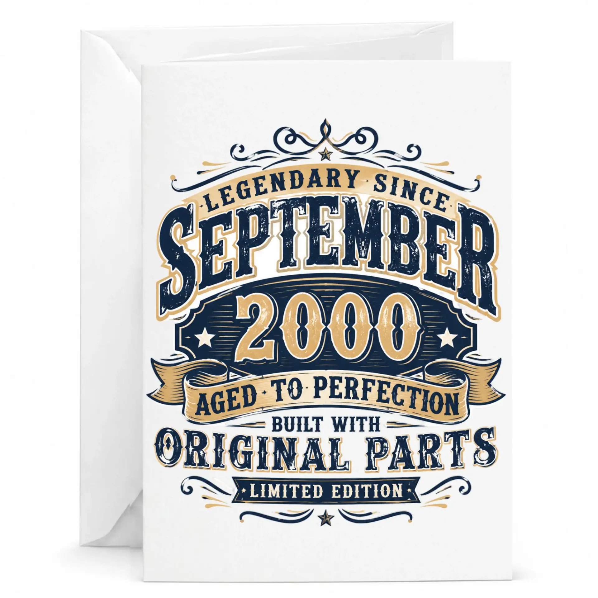 Birthday Card for September 2000 Birthdays Legendary Since Vintage Style Greeting Card for Milestone Celebrations