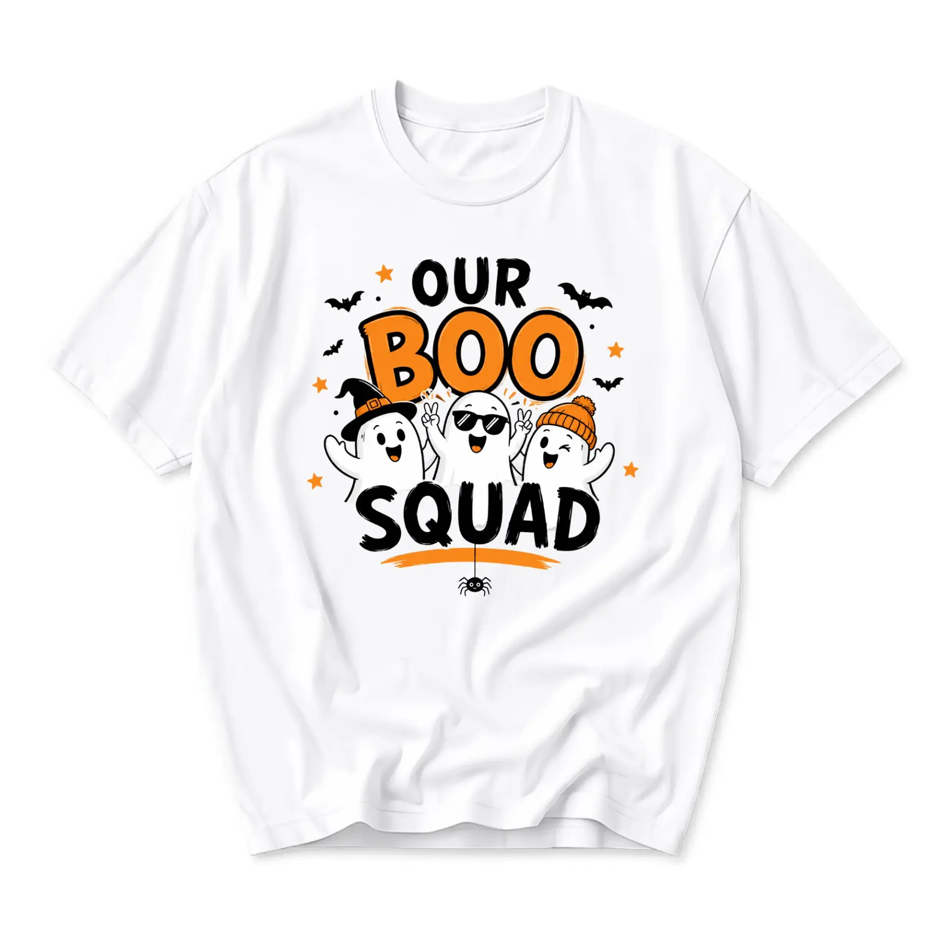 Funny Shirt Our Boo Squad Ghost Graphic Tee Unisex Crew Neck Short Sleeve Casual Cotton Blend Top for Halloween