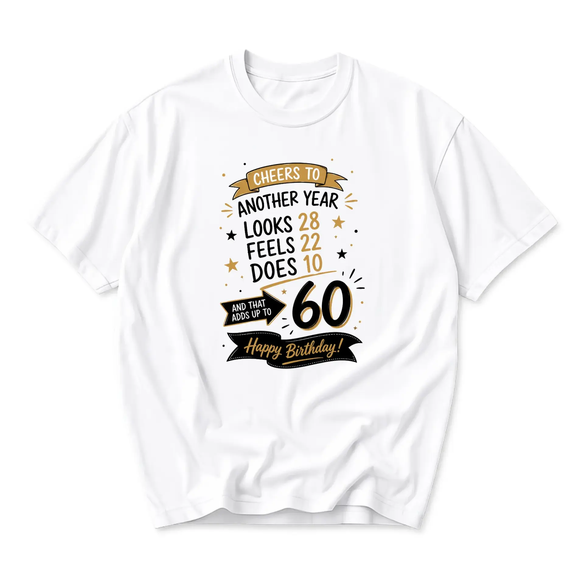 Funny Shirt Cheers to Another Year 60th Birthday Graphic Tee Unisex Casual Apparel for Men and Women Party