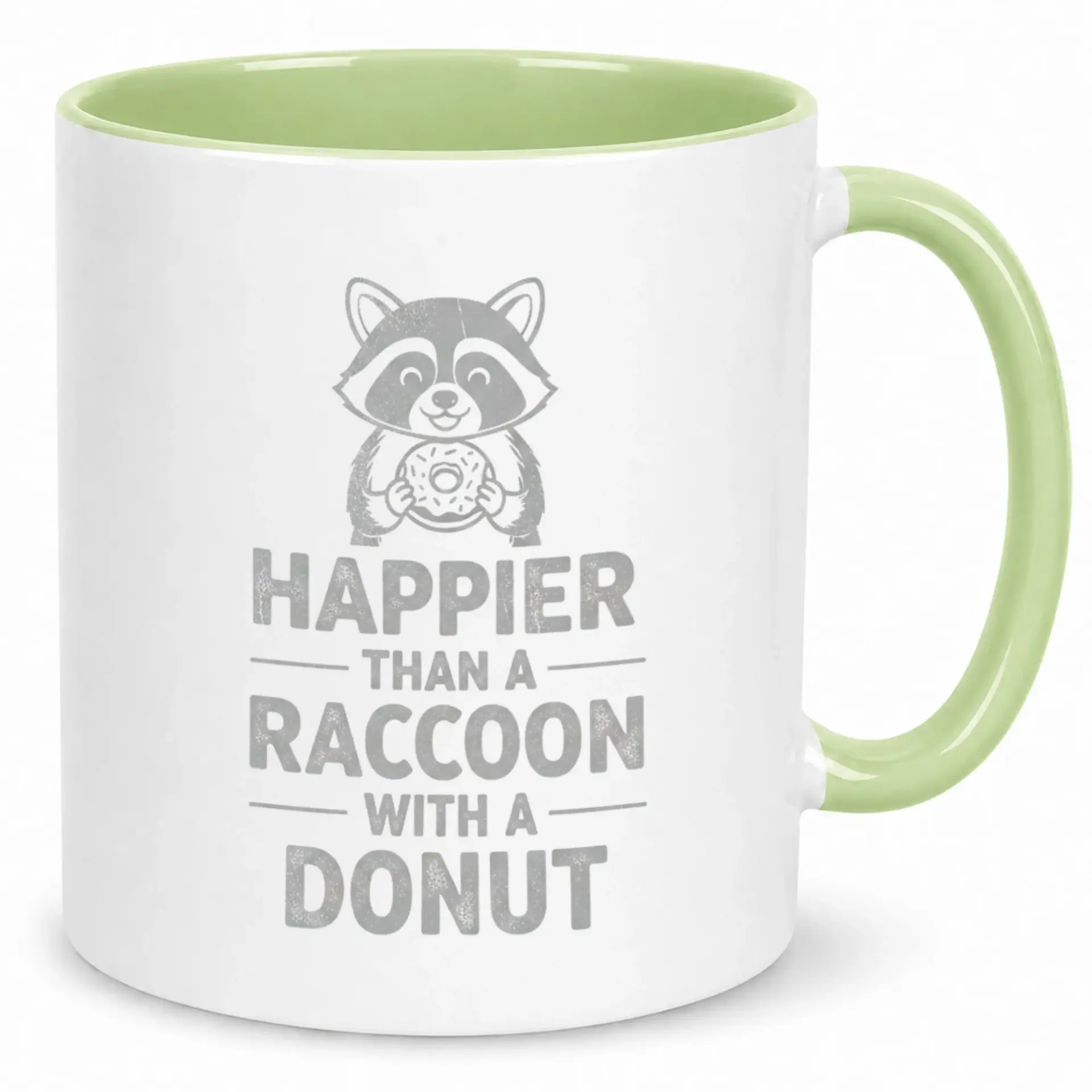 Funny Coffee Mug with Happy Raccoon and Donut Design Humorous Ceramic Beverage Cup for Office Home Kitchen Use