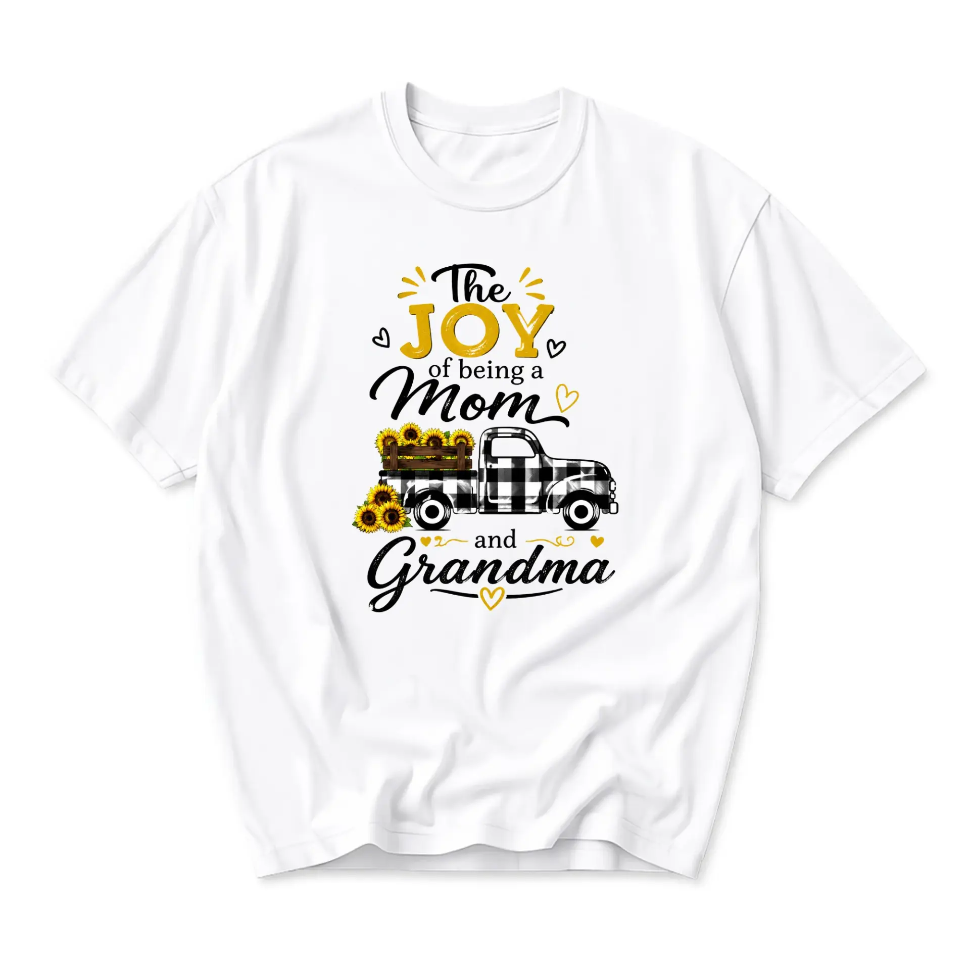 Funny Shirt the Joy of Being a Mom and Grandma Graphic Tee for Women Casual Everyday Wear Unisex Crew Neck Top