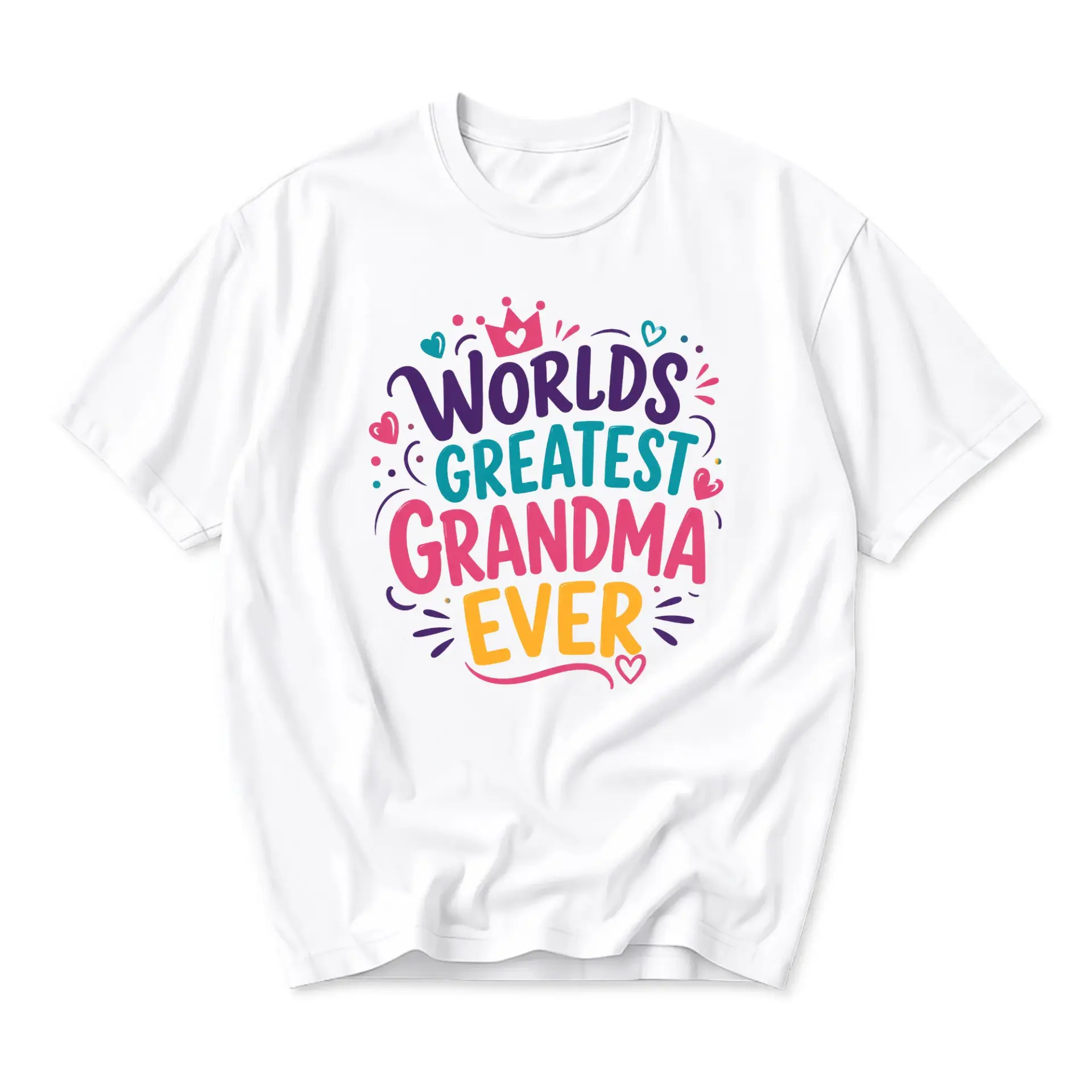 Graphic Tee Worlds Greatest Grandma Ever Casual Unisex Shirt for Women Soft Cotton Blend Crew Neck Short Sleeve Top