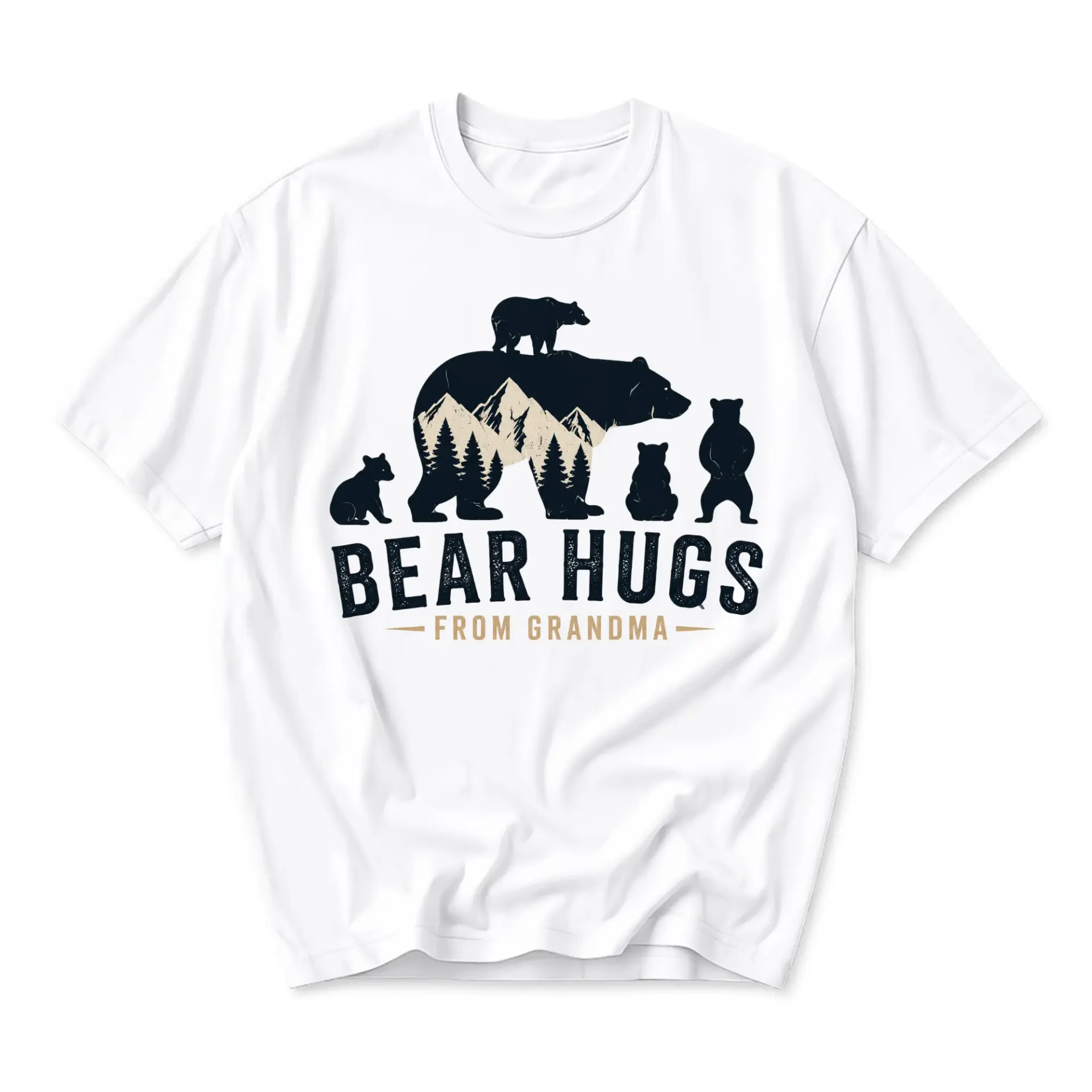 Graphic Tee Hugs from Grandma Unisex Crew Neck Casual Everyday Short Sleeve