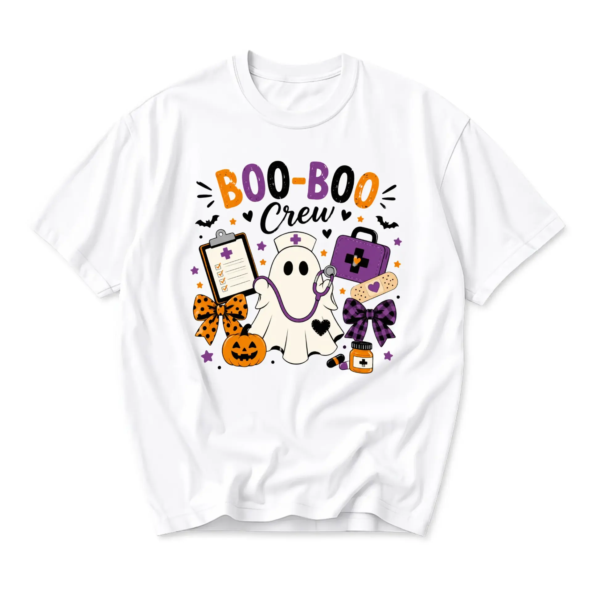 Funny Shirt Boo-Boo Crew Halloween Graphic Tee Unisex Soft Cotton Casual Everyday Top for Medical Professionals
