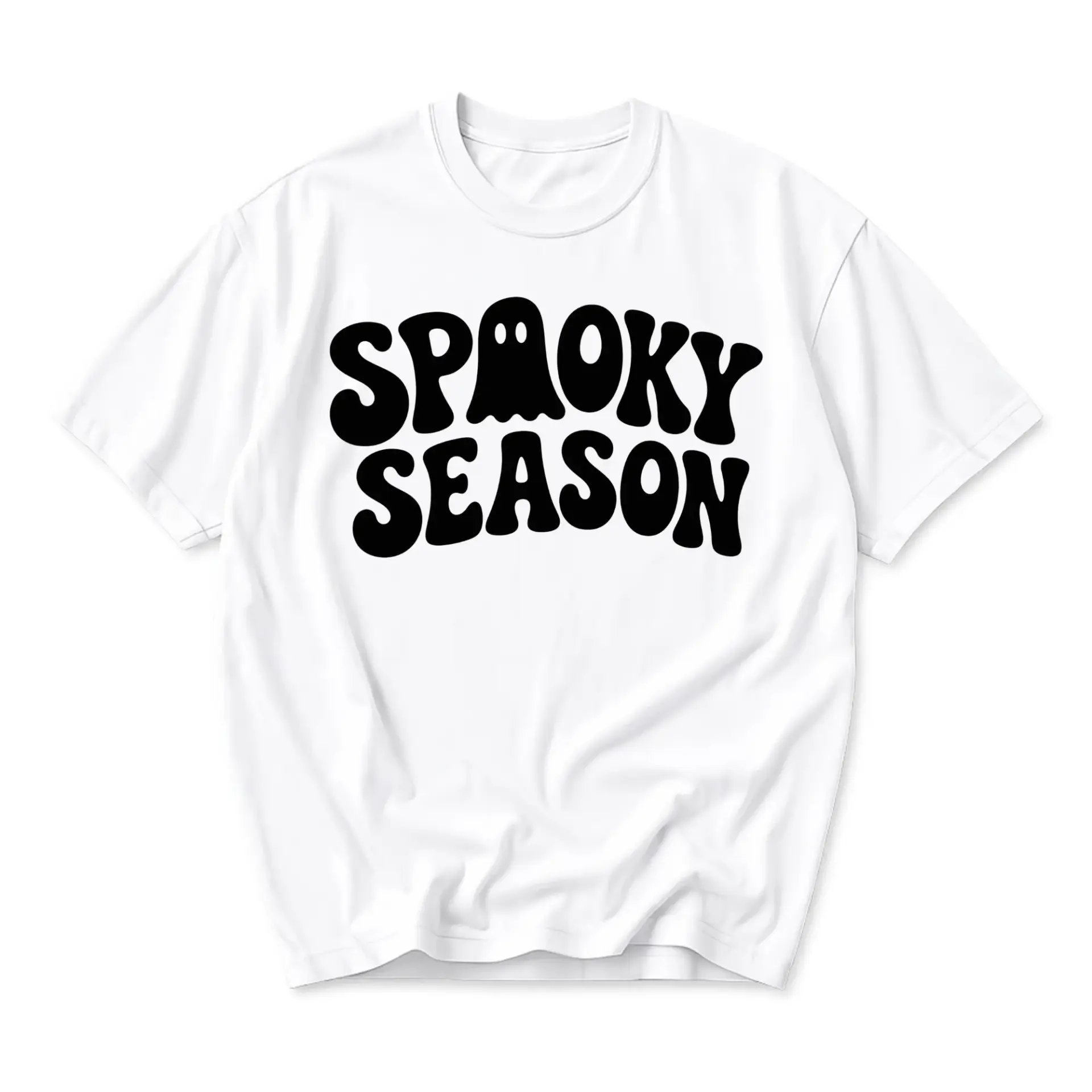 Graphic Tee Spooky Season Unisex Crew Neck T-Shirt Retro Style Autumn Fall Inspired Apparel for Casual Daily Wear
