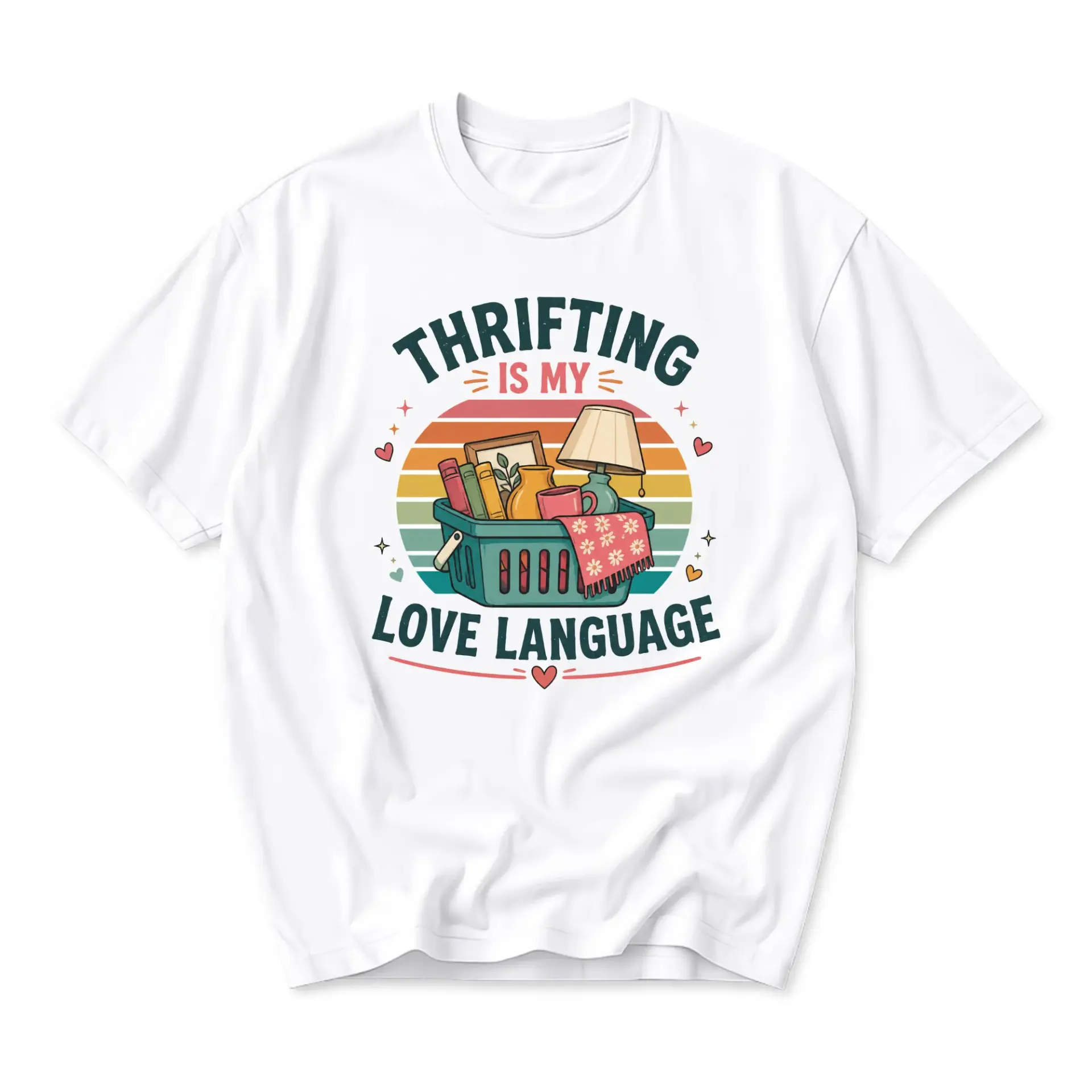 Graphic Tee Thrifting Is My Love Language Unisex Casual Crew Neck T-Shirt for Everyday Outfit and Vintage Style Lovers