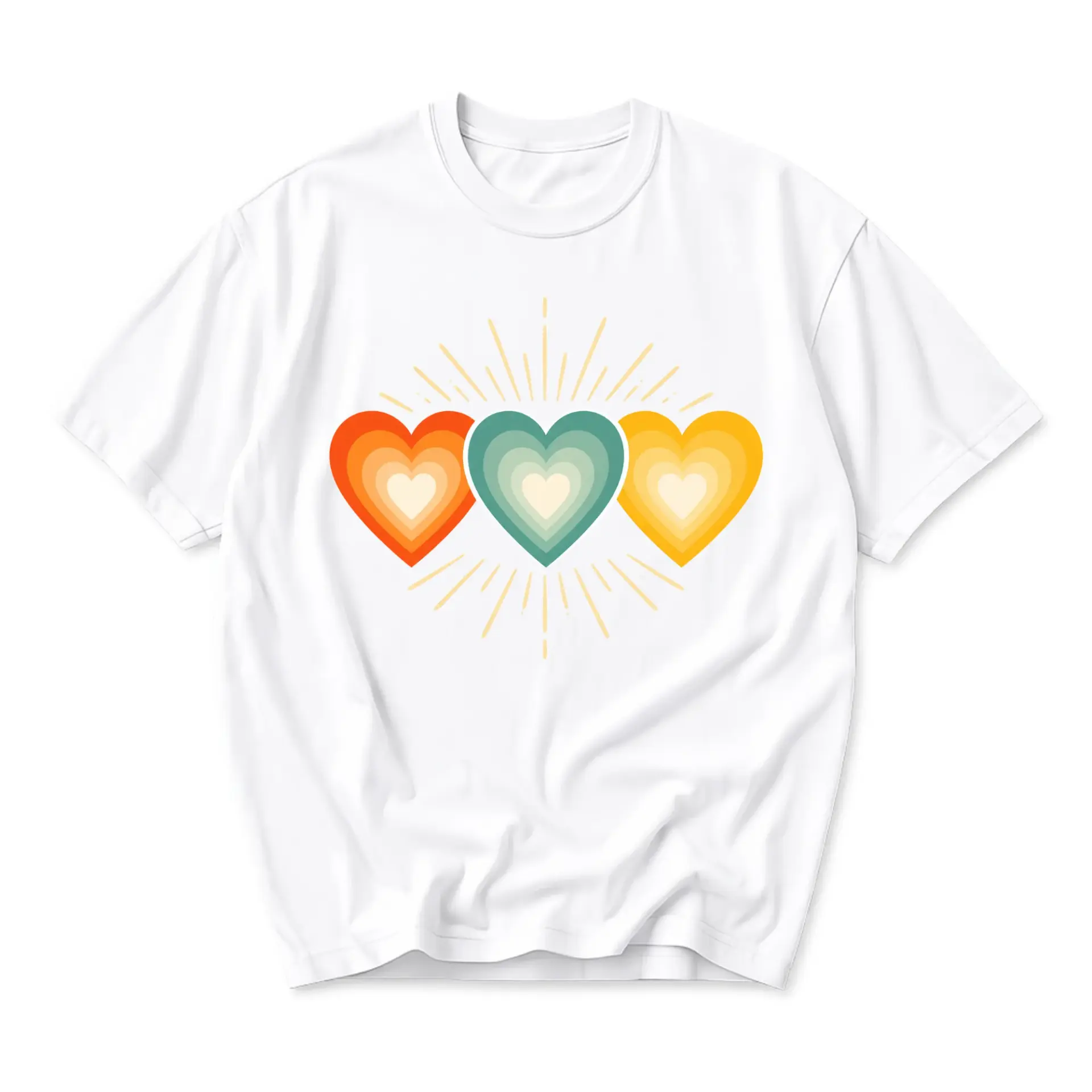 Graphic Tee Retro Heart Trio Print Unisex Crew Neck Casual Everyday Short Sleeve Cotton Blend Shirt Apparel