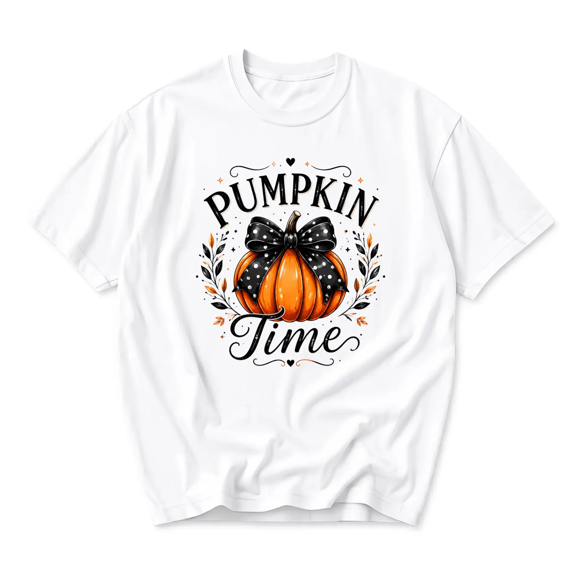 Graphic Tee Pumpkin Time Fall Season Short Sleeve Shirt Unisex Casual Autumn Outfit Seasonal Graphic Printed Apparel