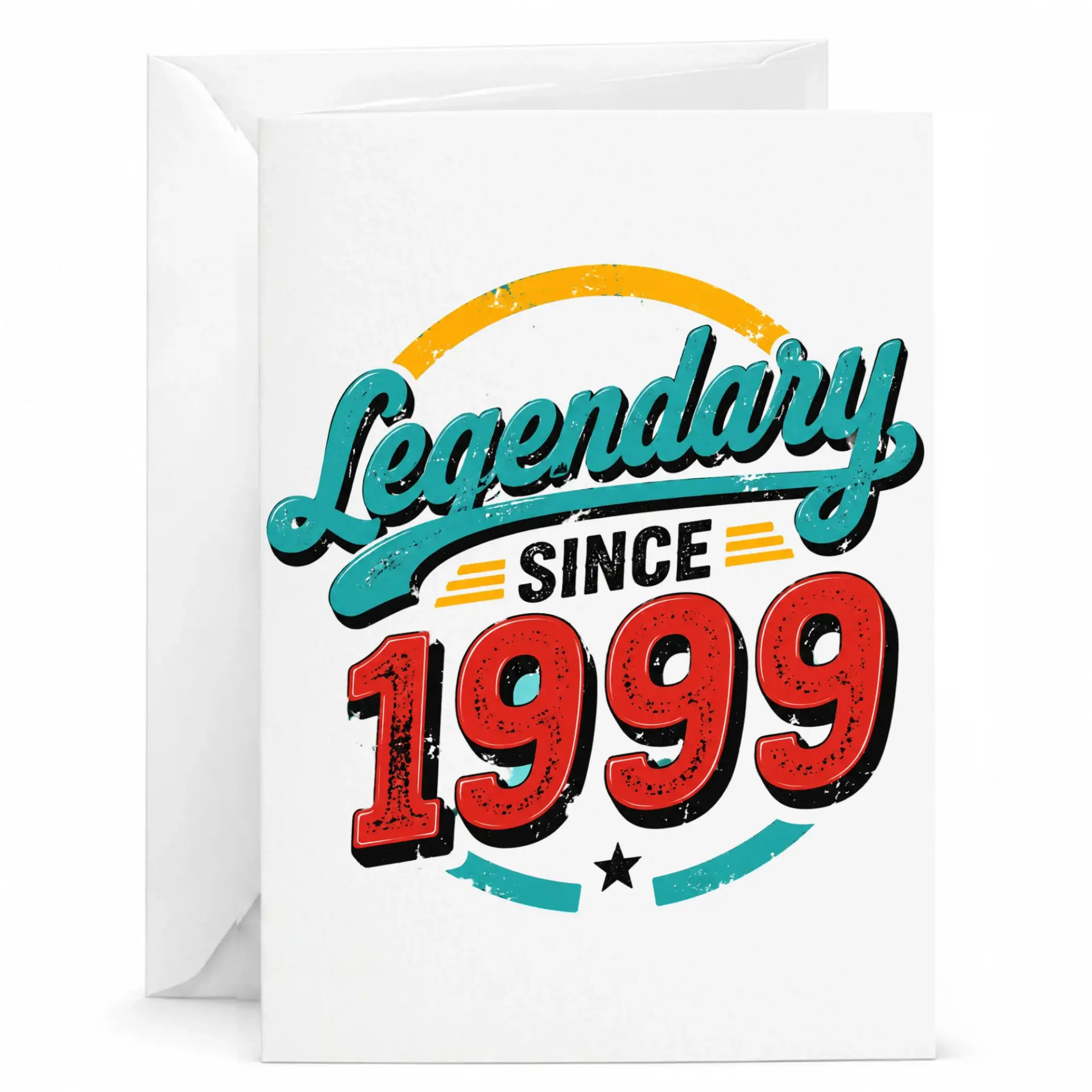 Birthday Card Legendary Since 1999 Retro Vintage Style Greeting Card for Milestone Celebration and Special Anniversary