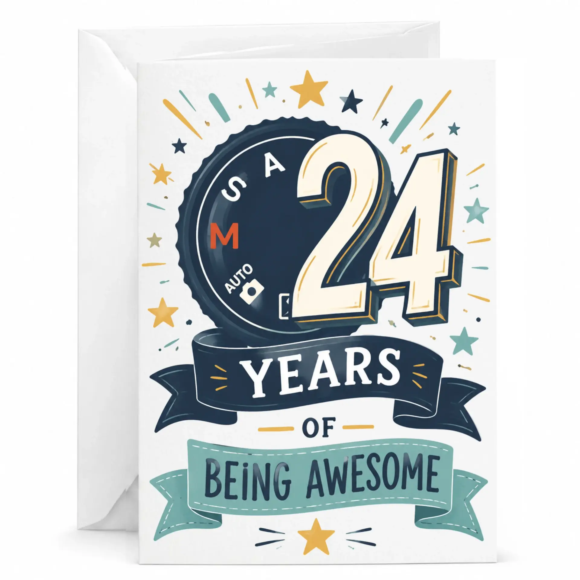 Birthday Card 24 Years of Being Awesome Photography Themed Greeting Card for Twenty Fourth Milestone Anniversary