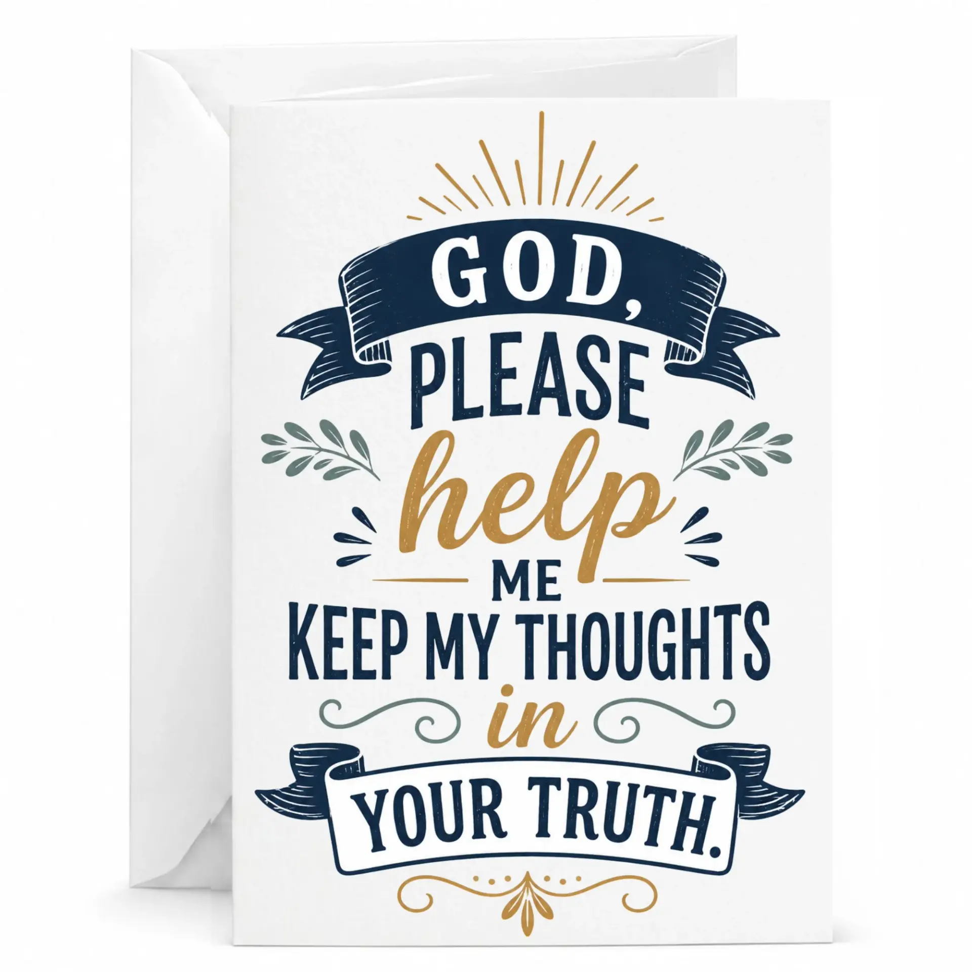 Inspirational Greeting Card Featuring God Please Me Keep My Thoughts in Your Truth Religious Note